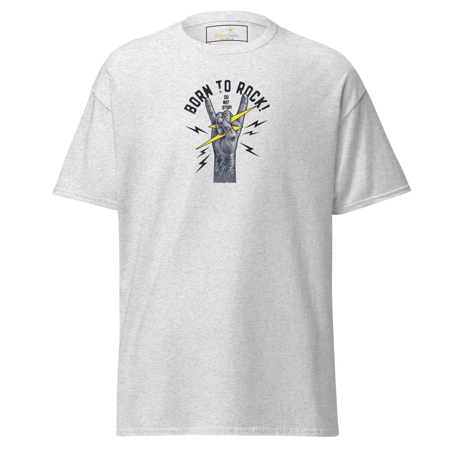 Unisex classic tee - MUSIC BORN TO ROCK - REGULAR - Ash / S