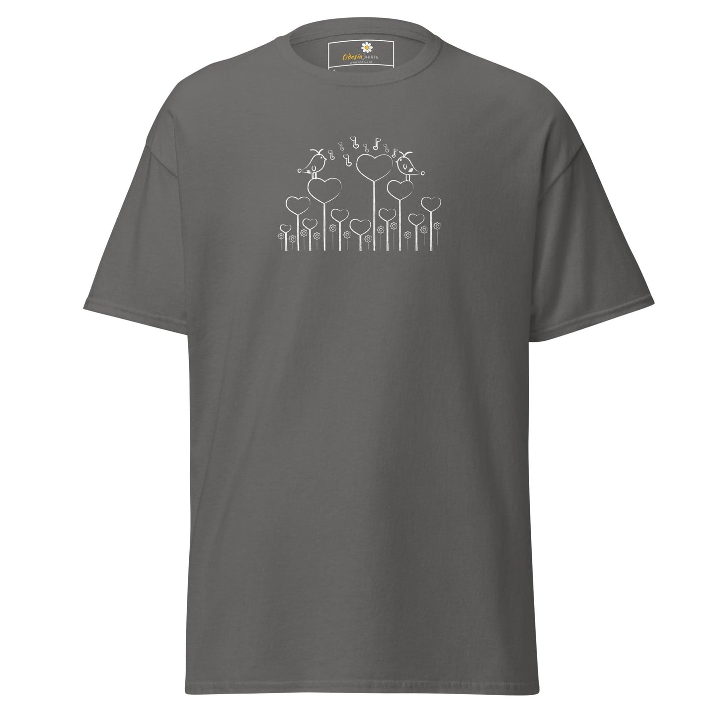Unisex classic tee - NATURE BIRDS ON STICK - REGULAR - Charcoal / S
