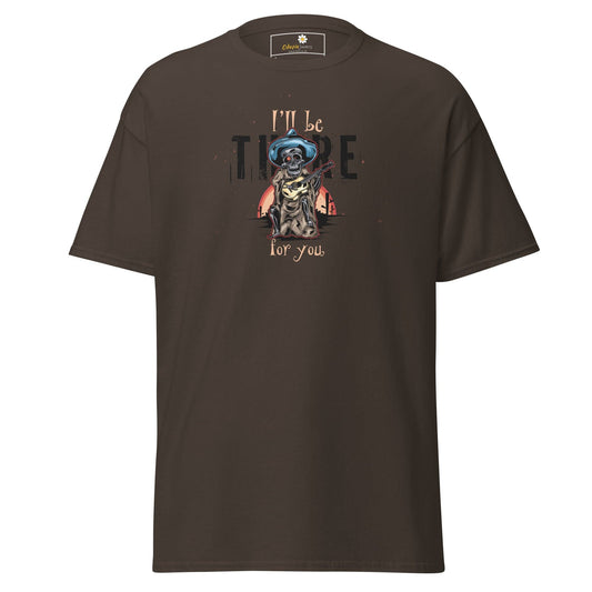 Unisex classic t-shirt - SKULL I WILL BE THERE FOR YOU - REGULAR - Dark Chocolate / S