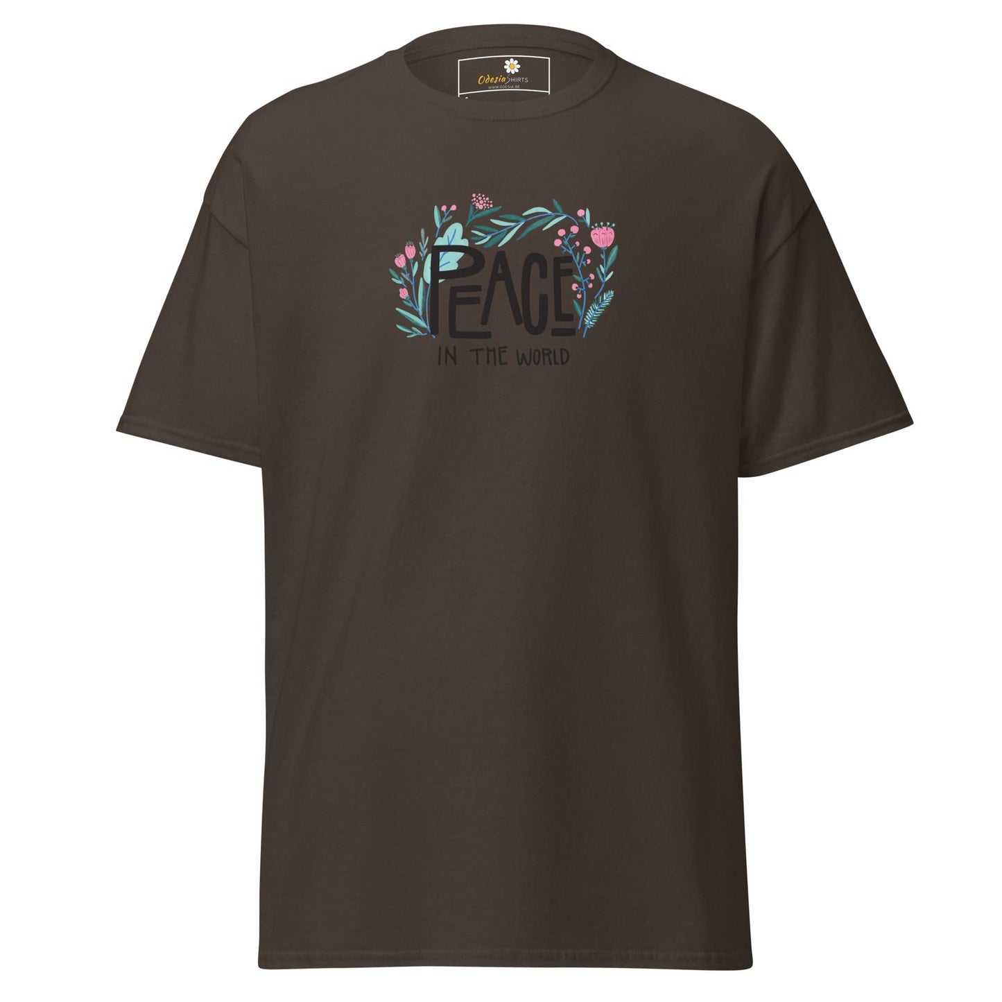 Unisex classic tee - POSITIVE TEXT PEACE IN THE WORLD - REGULAR - Dark Chocolate / S