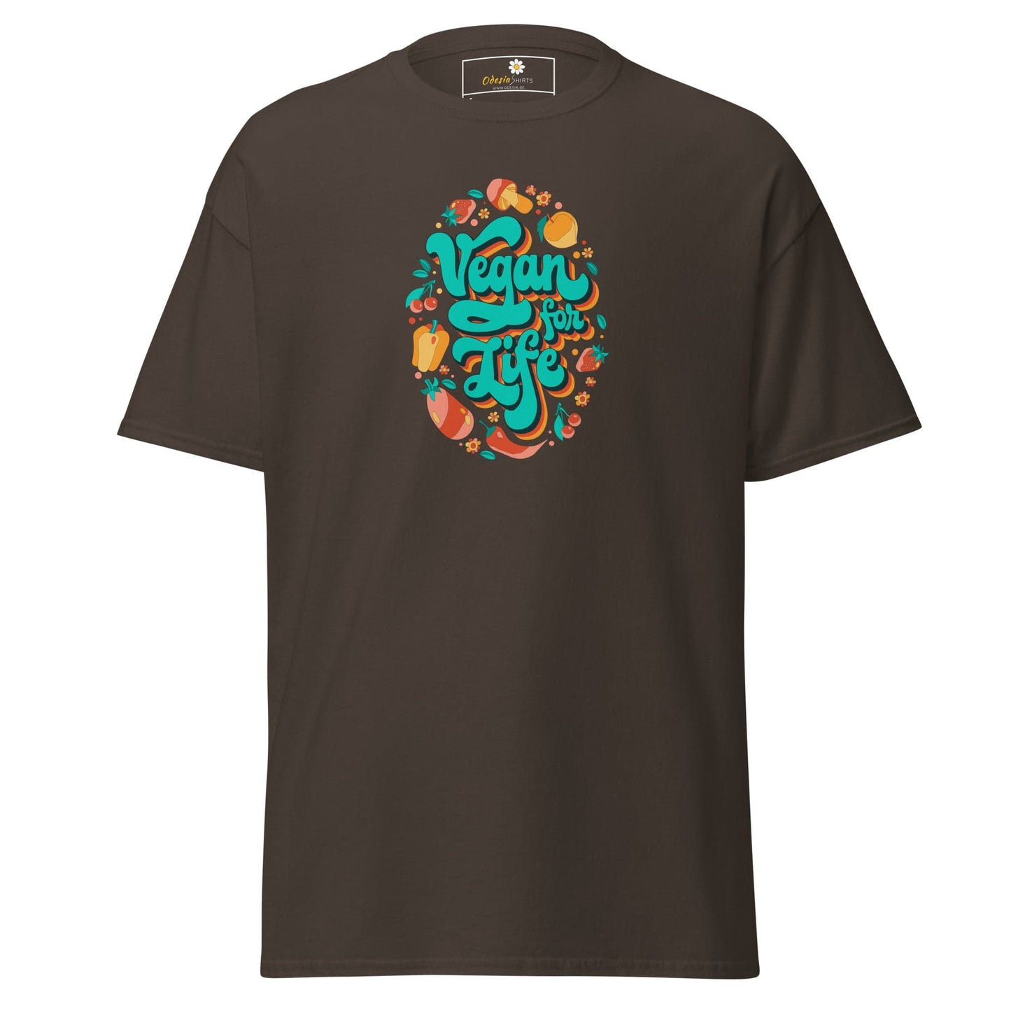 Unisex classic t-shirt - VEGAN FOR LIFE - REGULAR - Dark Chocolate / S