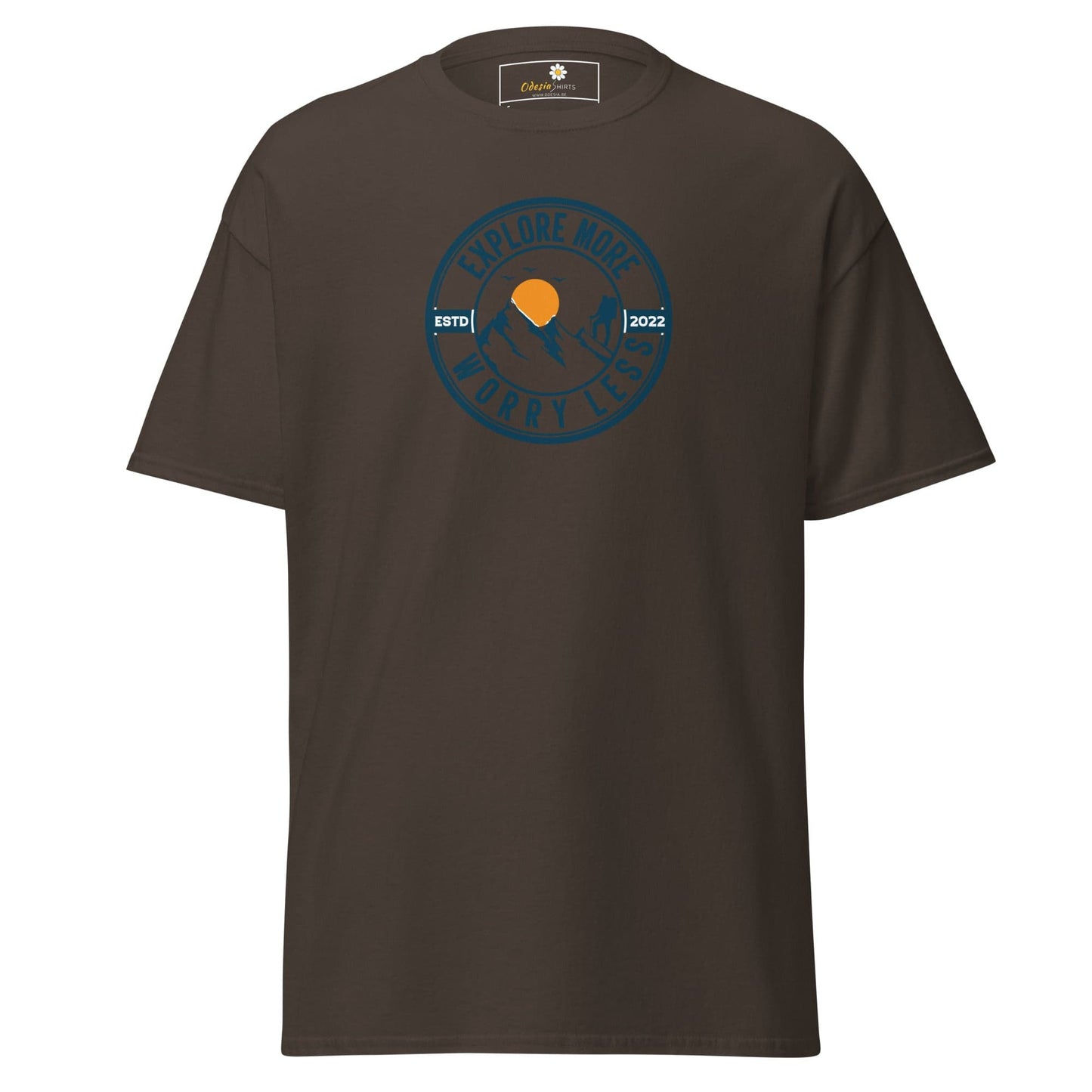 Unisex classic t-shirt - ADVENTURE EXPLORE WORRY LESS - REGULAR - Dark Chocolate / S