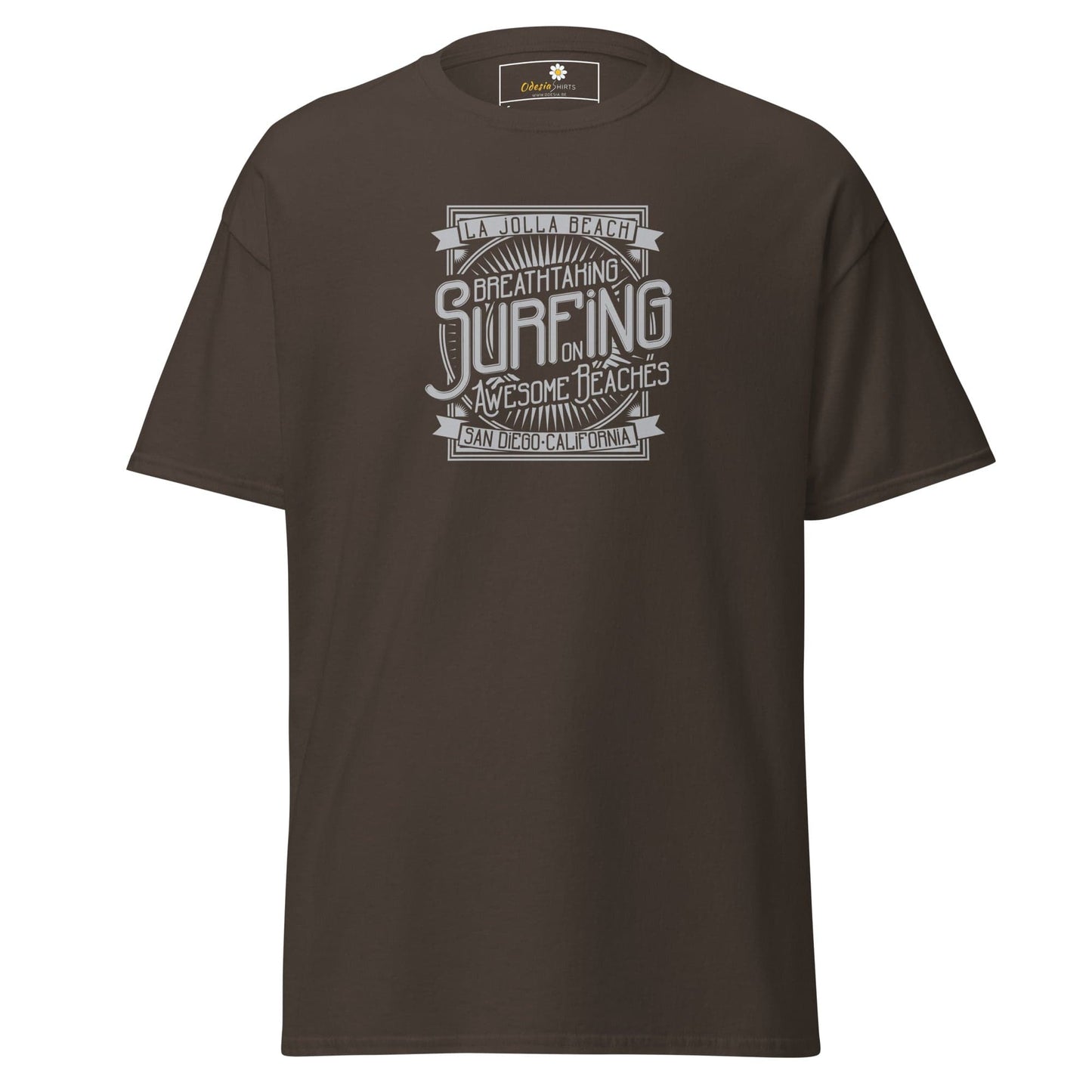 Unisex classic t-shirt - SUMMER AWESOME SURFING - REGULAR - Dark Chocolate / S