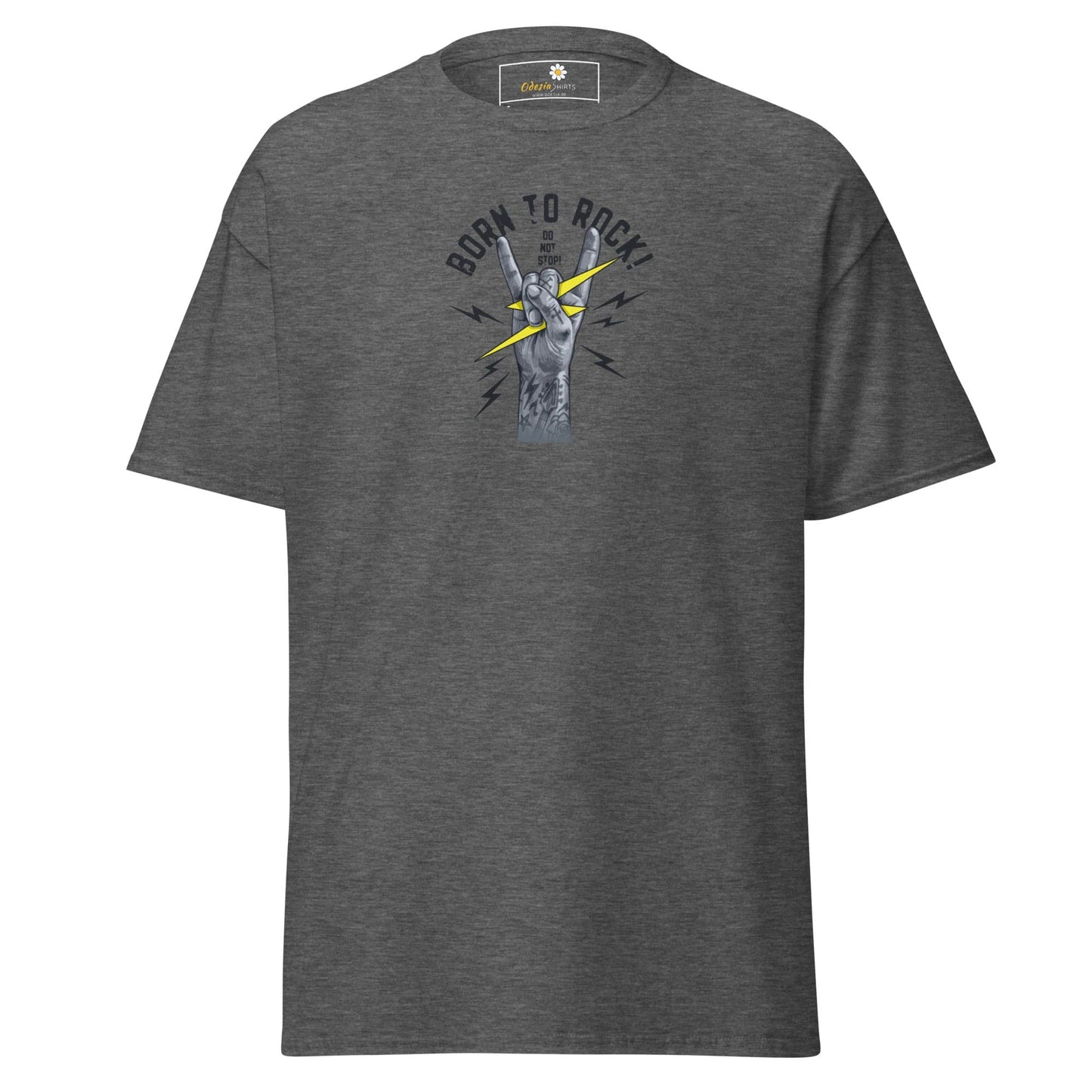 Unisex classic tee - MUSIC BORN TO ROCK - REGULAR - Dark Heather / S