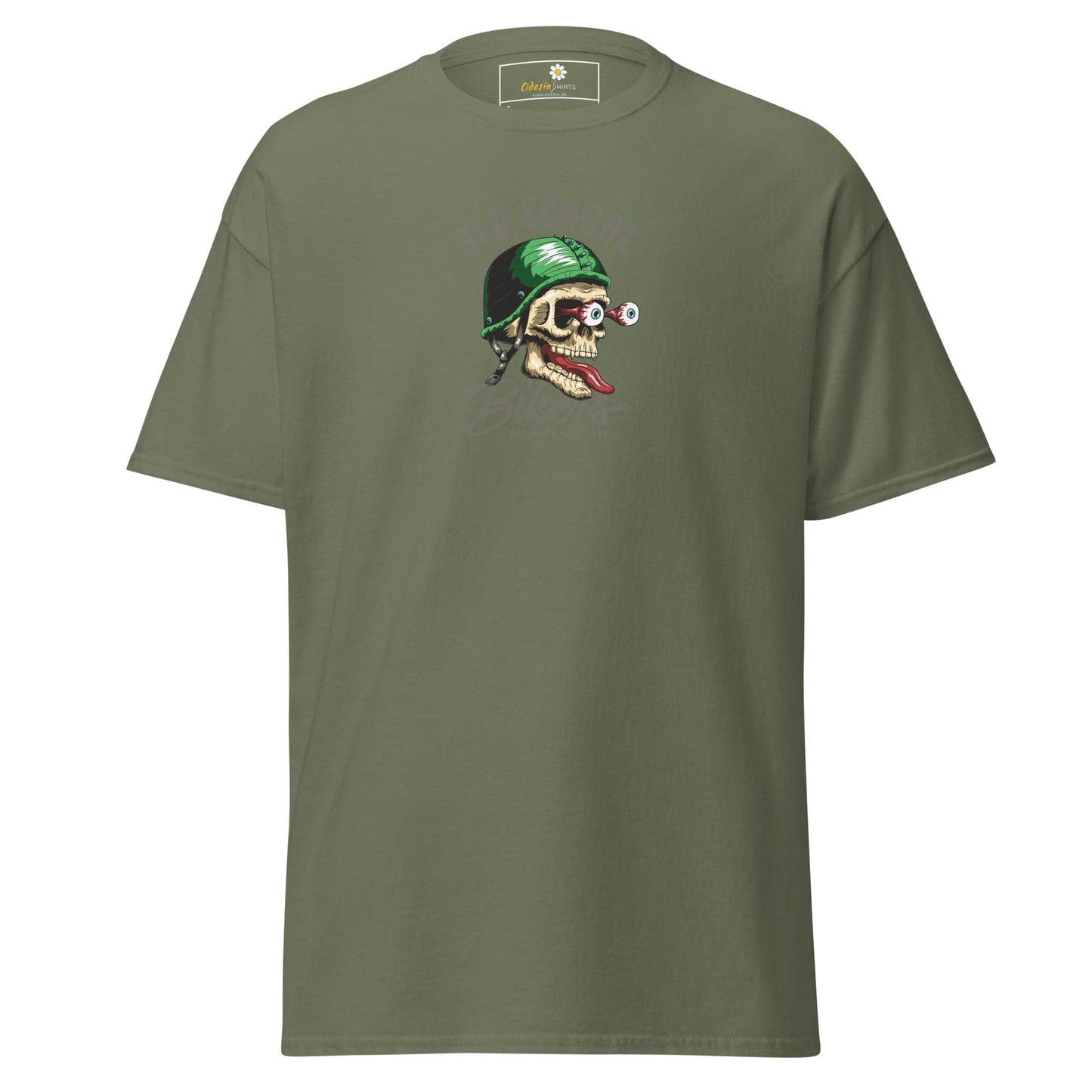 Unisex classic tee - SKULL OLD SCHOOL BIKERS - REGULAR - Military Green / S