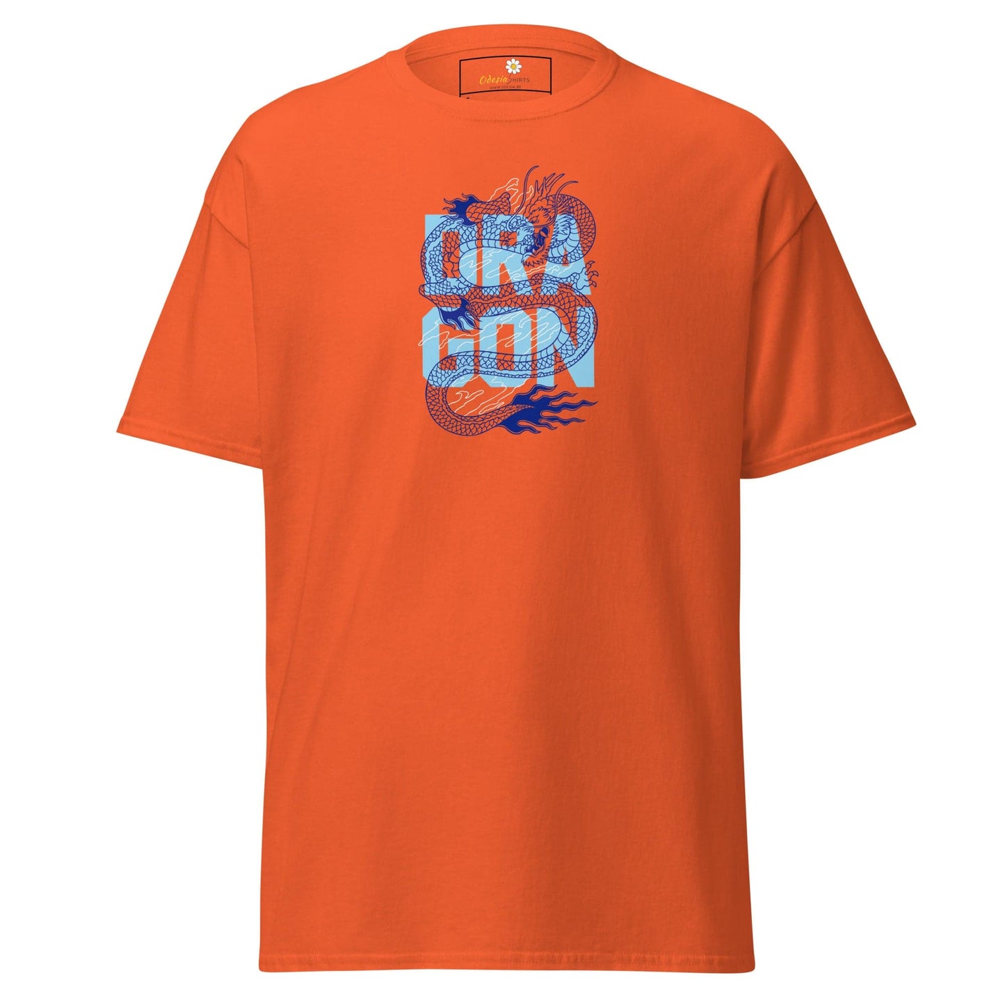 Unisex classic t-shirt - MYSTIC BLUE DRAGON - REGULAR - Orange / S