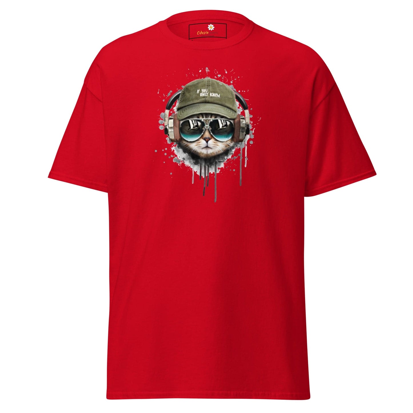 Unisex classic t-shirt - ANIMALS MUSIC CAT HAT - REGULAR - Red / S