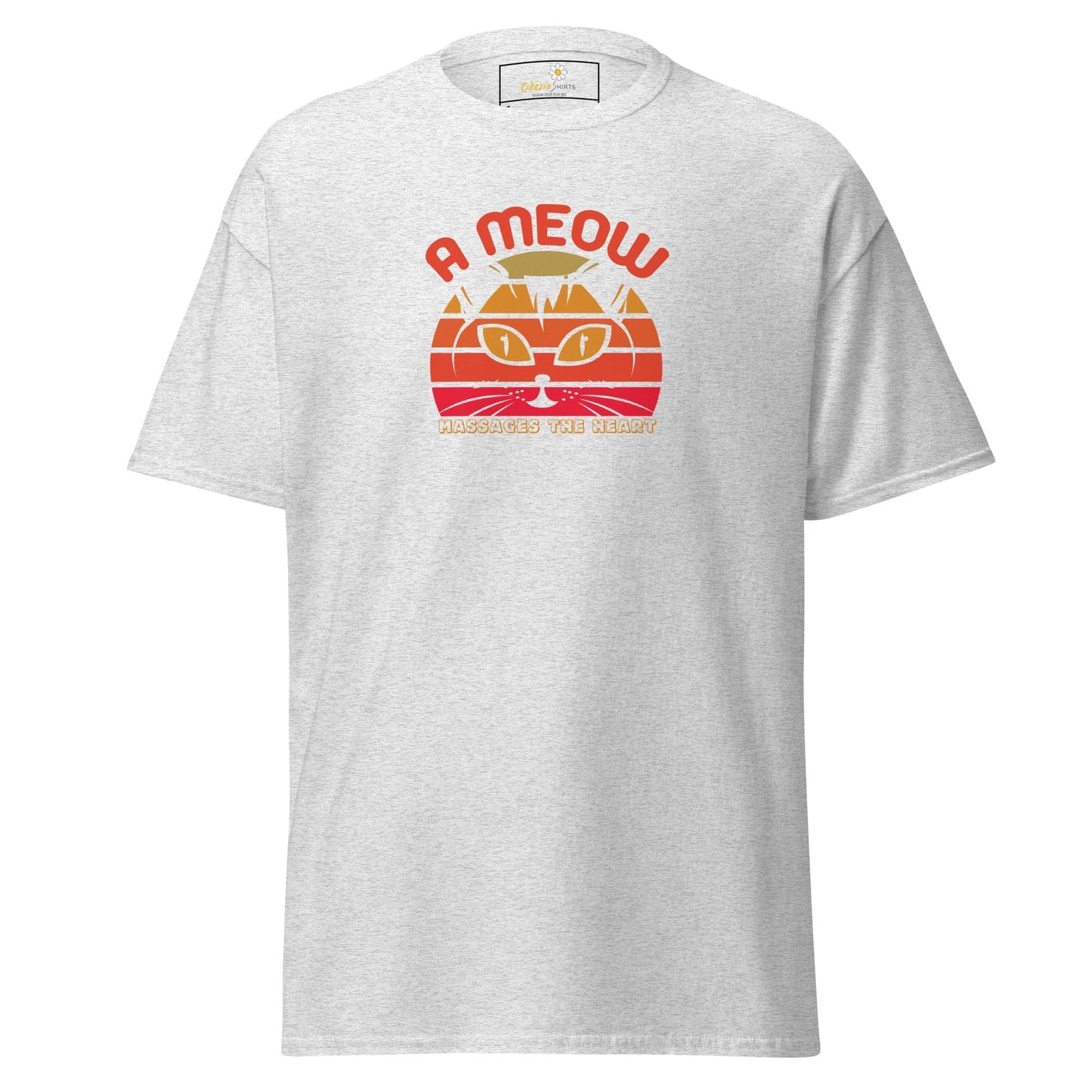Unisex classic t-shirt - ANIMALS A CAT MASSAGES HEART - REGULAR - Ash / S