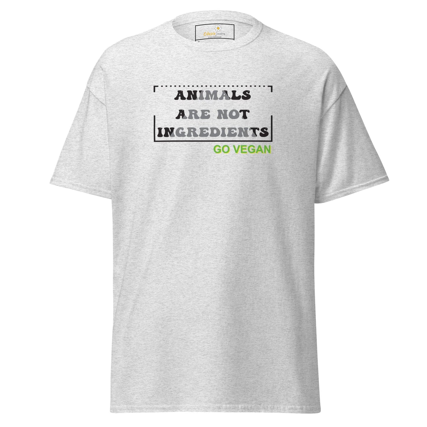 Unisex classic t-shirt - VEGAN ANIMALS NO INGREDIENTS - REGULAR - Ash / S