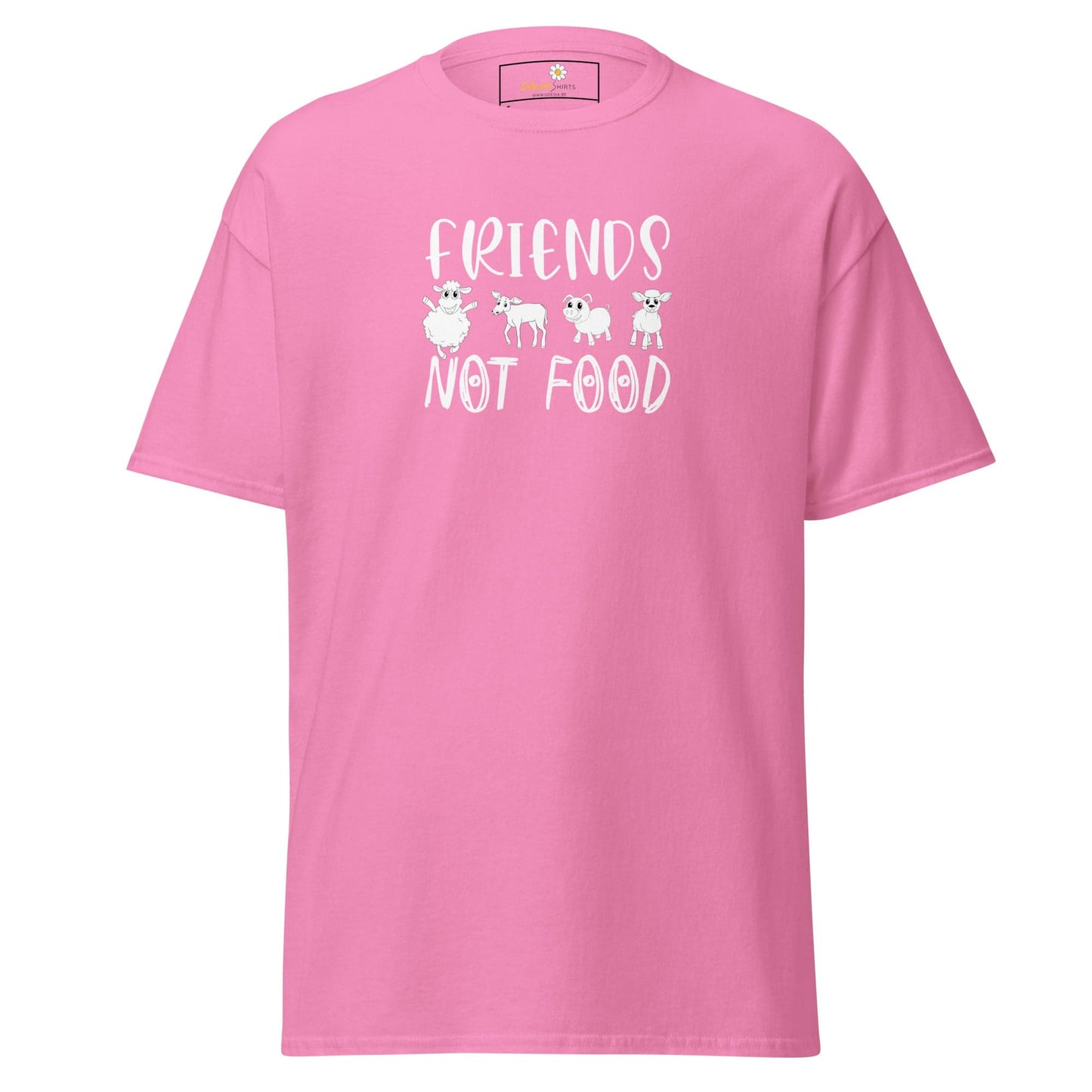 Unisex classic t-shirt - VEGAN ANIMALS FRIENDS NOT FOOD - REGULAR - Azalea / S