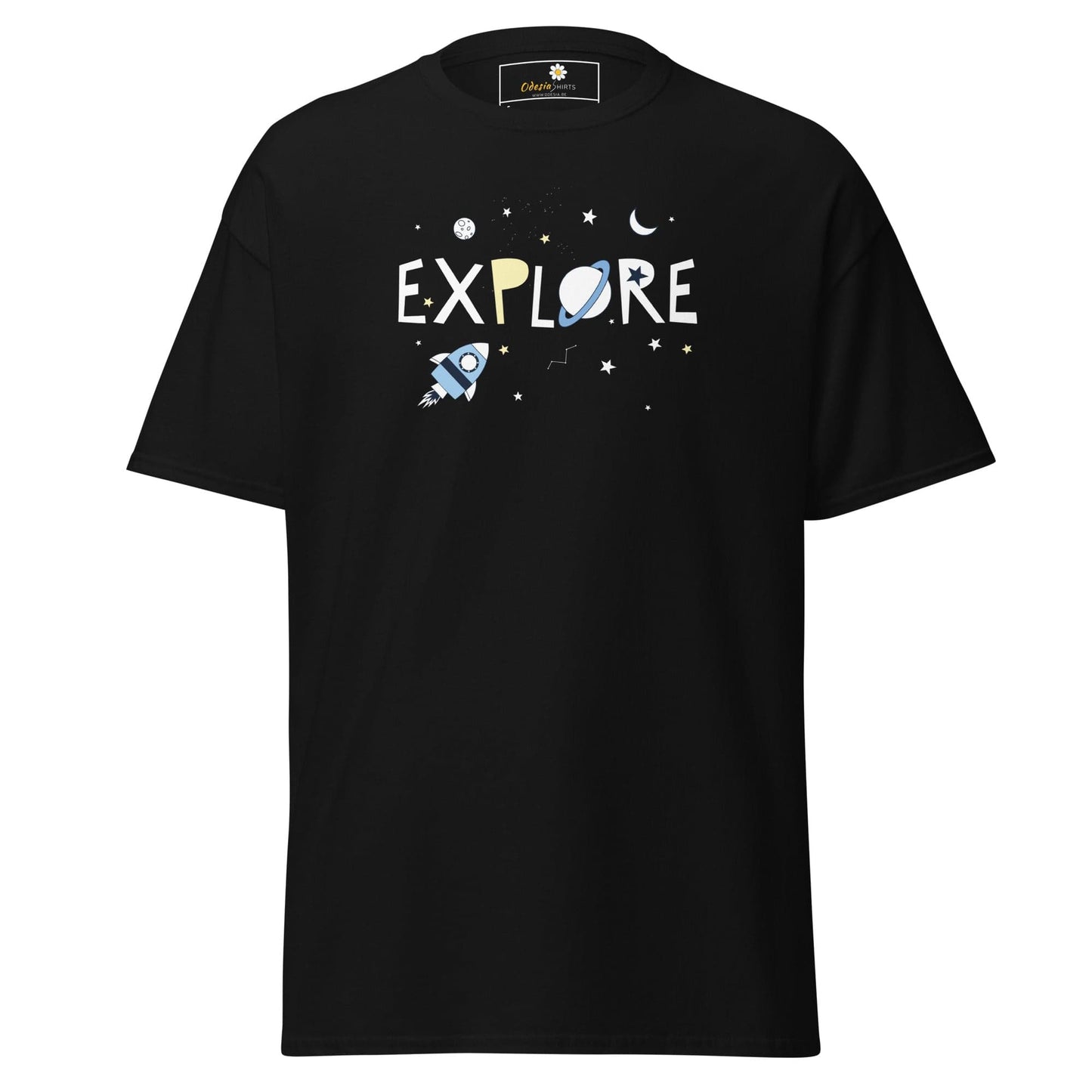 Black graphic T-shirt for men and women in sizes S to XL from T-SHIRT DESIGN TEE collection