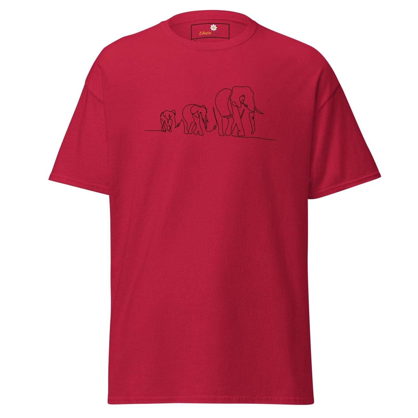 Unisex classic t-shirt - WILD LIFE ELEPHANTS IN LINE - REGULAR - Cardinal / S