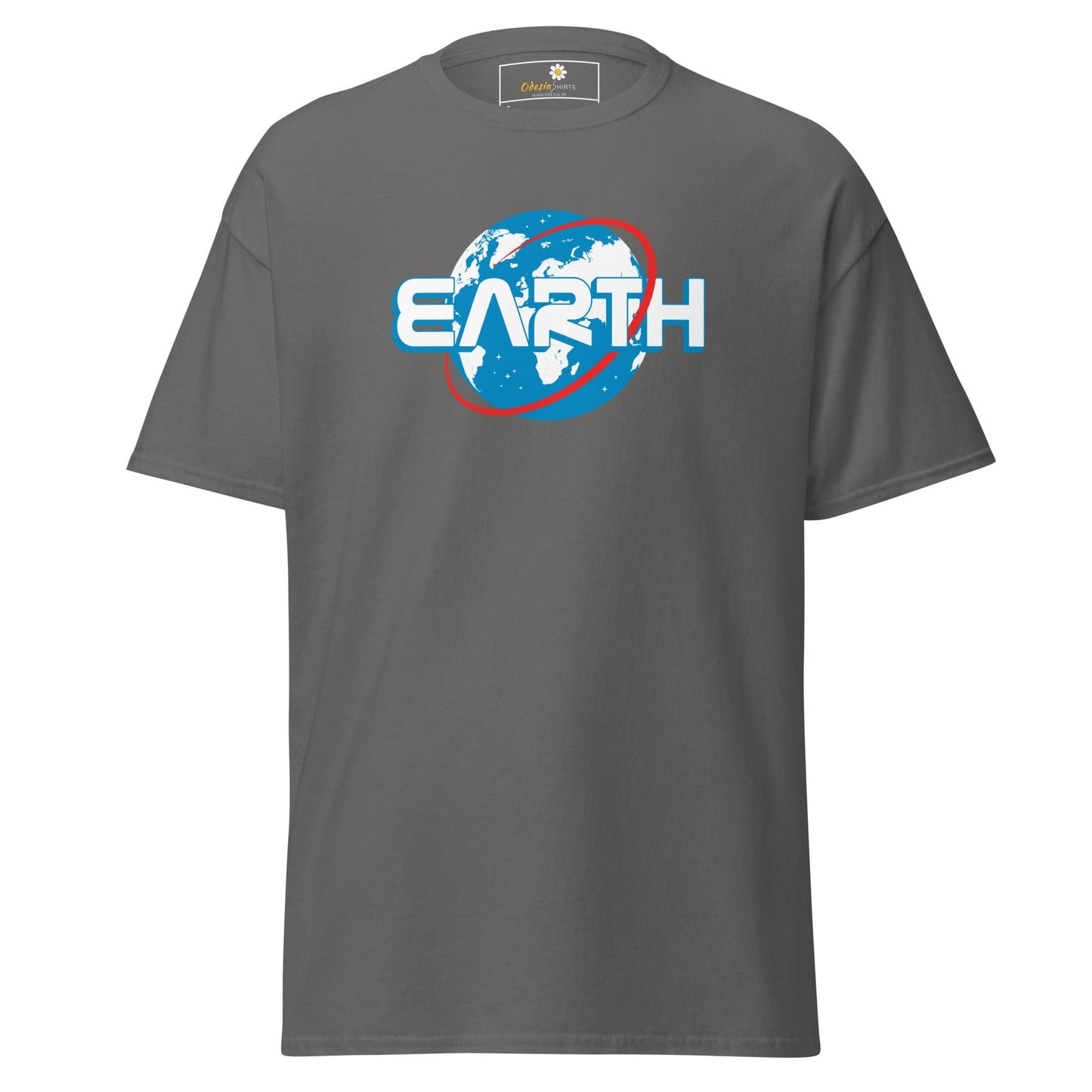 Unisex classic t-shirt - SPACE ASTRONAUT EARTH - REGULAR - Charcoal / S