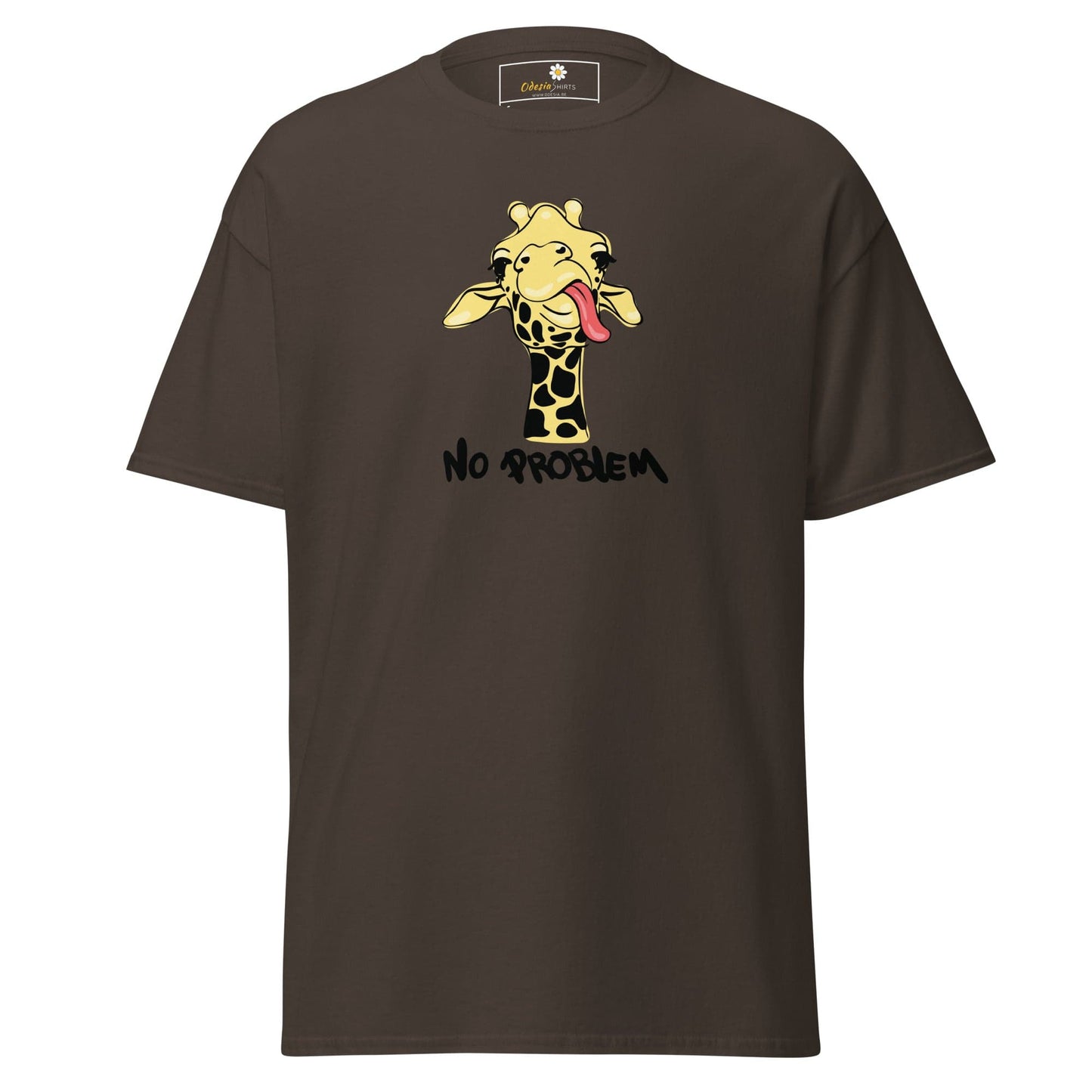 Unisex classic t-shirt - FUN GIRAF NO PROBLEM - REGULAR - Dark Chocolate / S
