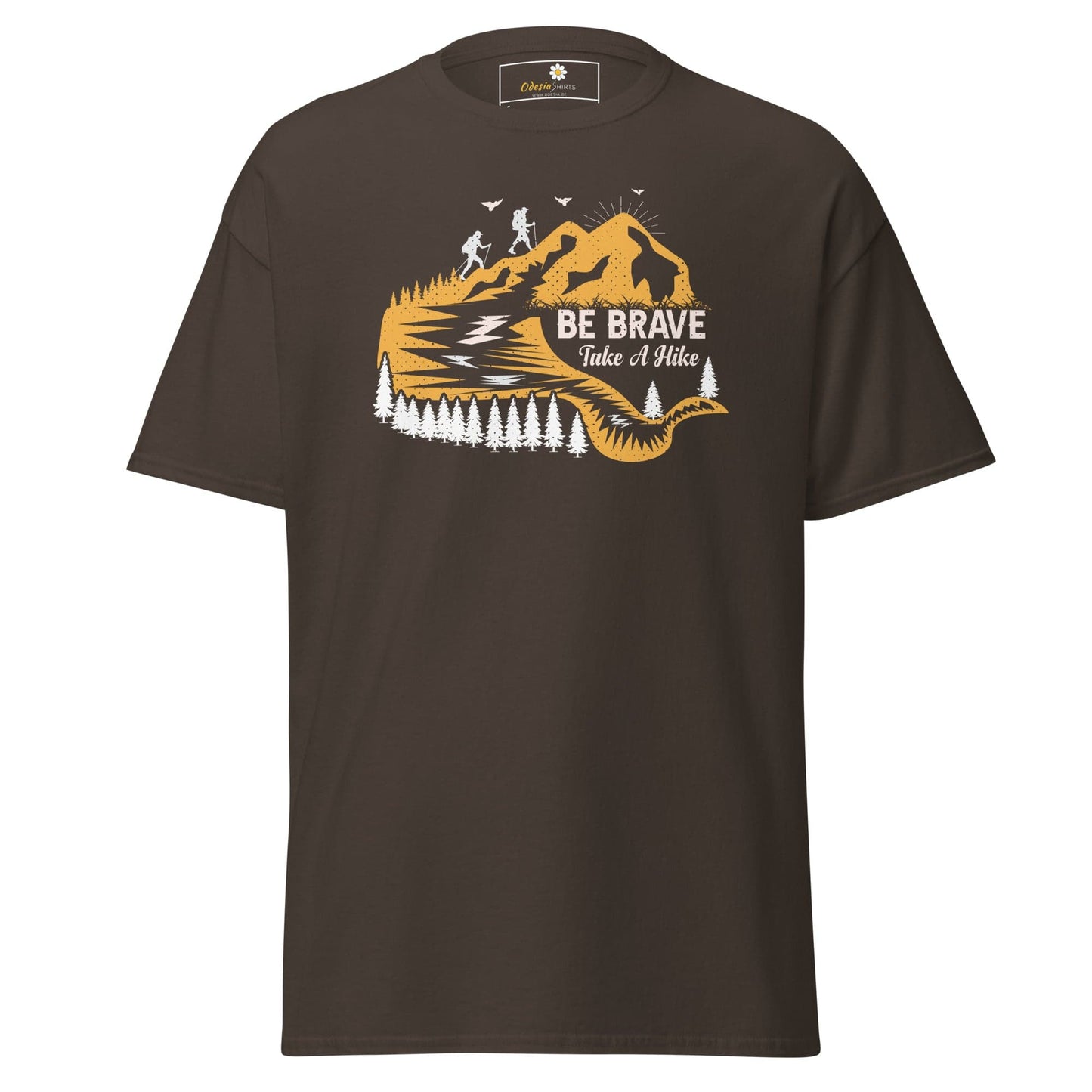 Unisex classic t-shirt - ADVENTURE BE BRAVE WANDER - REGULAR - Dark Chocolate / S