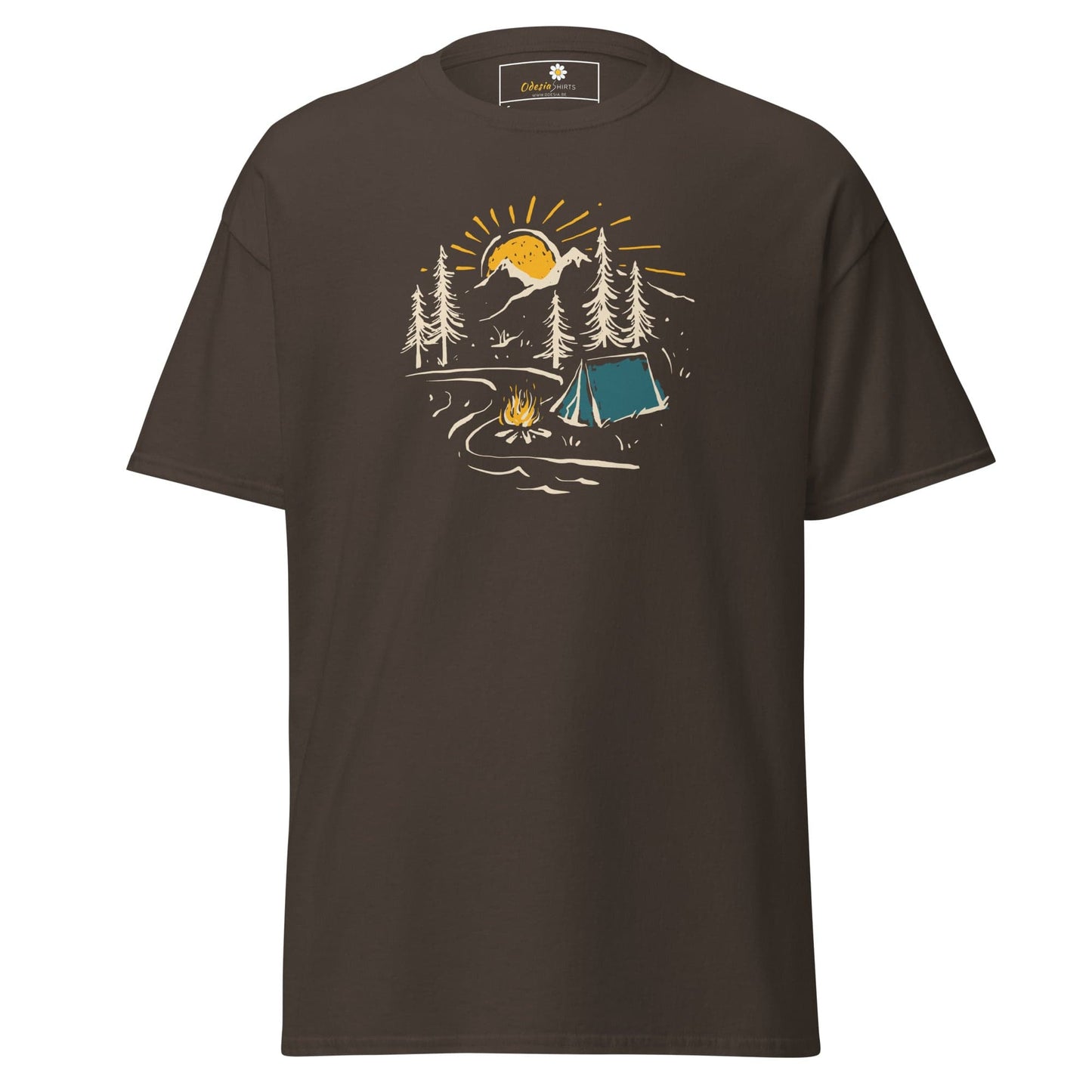 Unisex classic t-shirt - ADVENTURE CAMPFIRE CIRCLE - REGULAR - Dark Chocolate / S