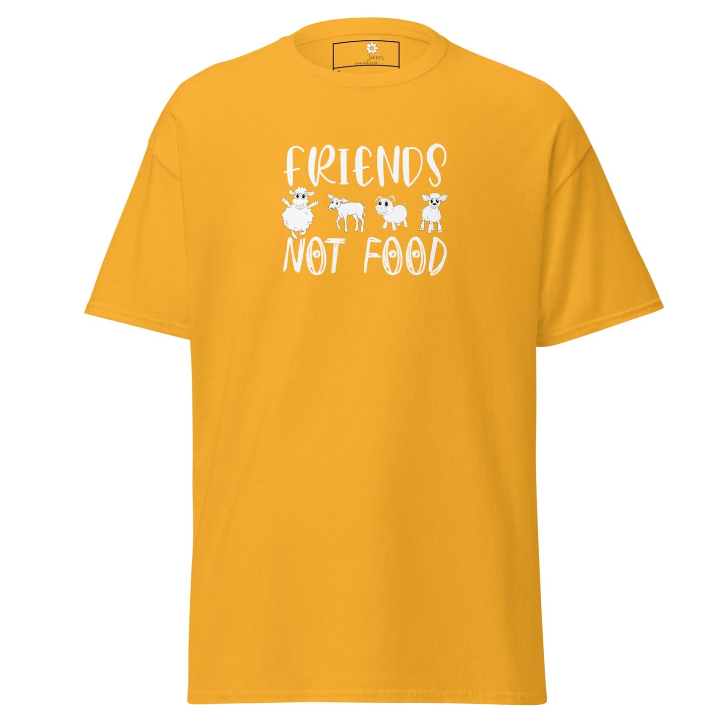 Unisex classic t-shirt - VEGAN ANIMALS FRIENDS NOT FOOD - REGULAR - Gold / S