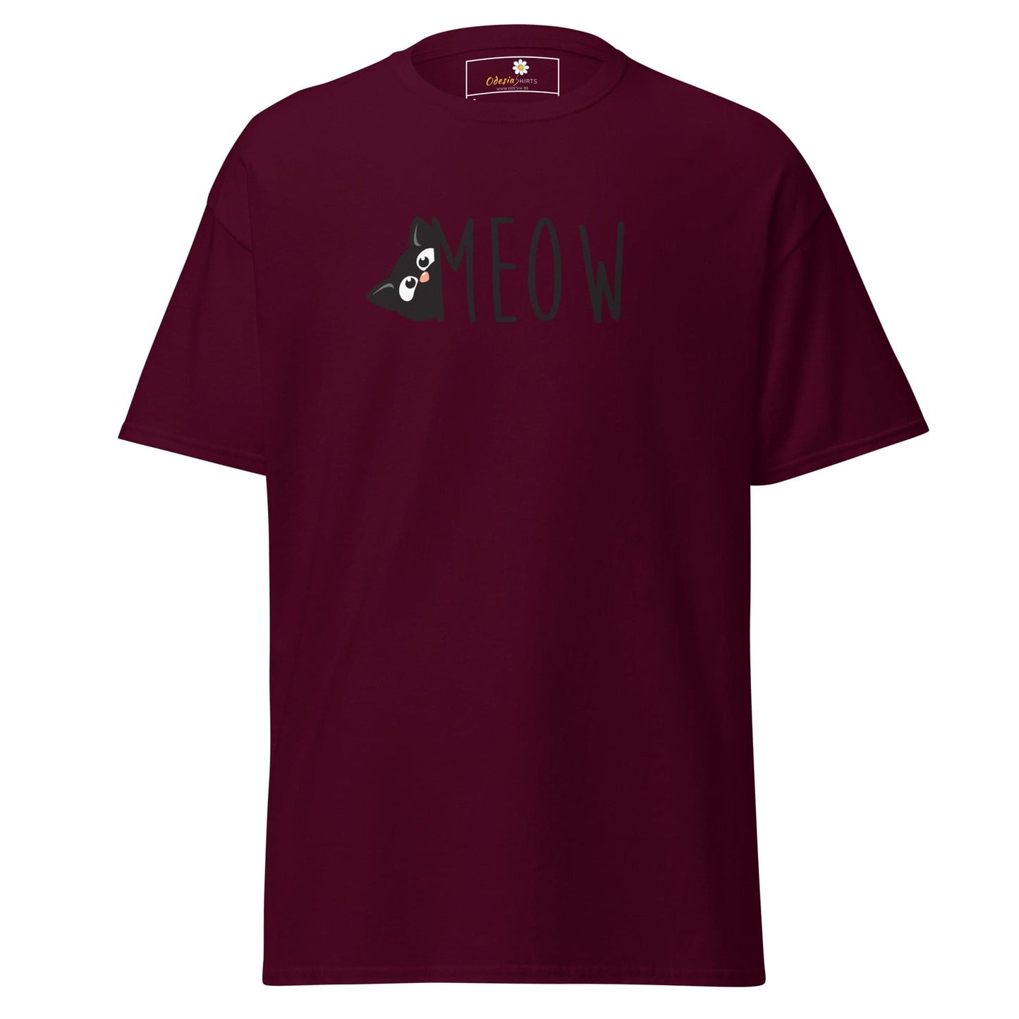 Unisex classic t-shirt - ANIMALS CAT MEOW - REGULAR - Maroon / S