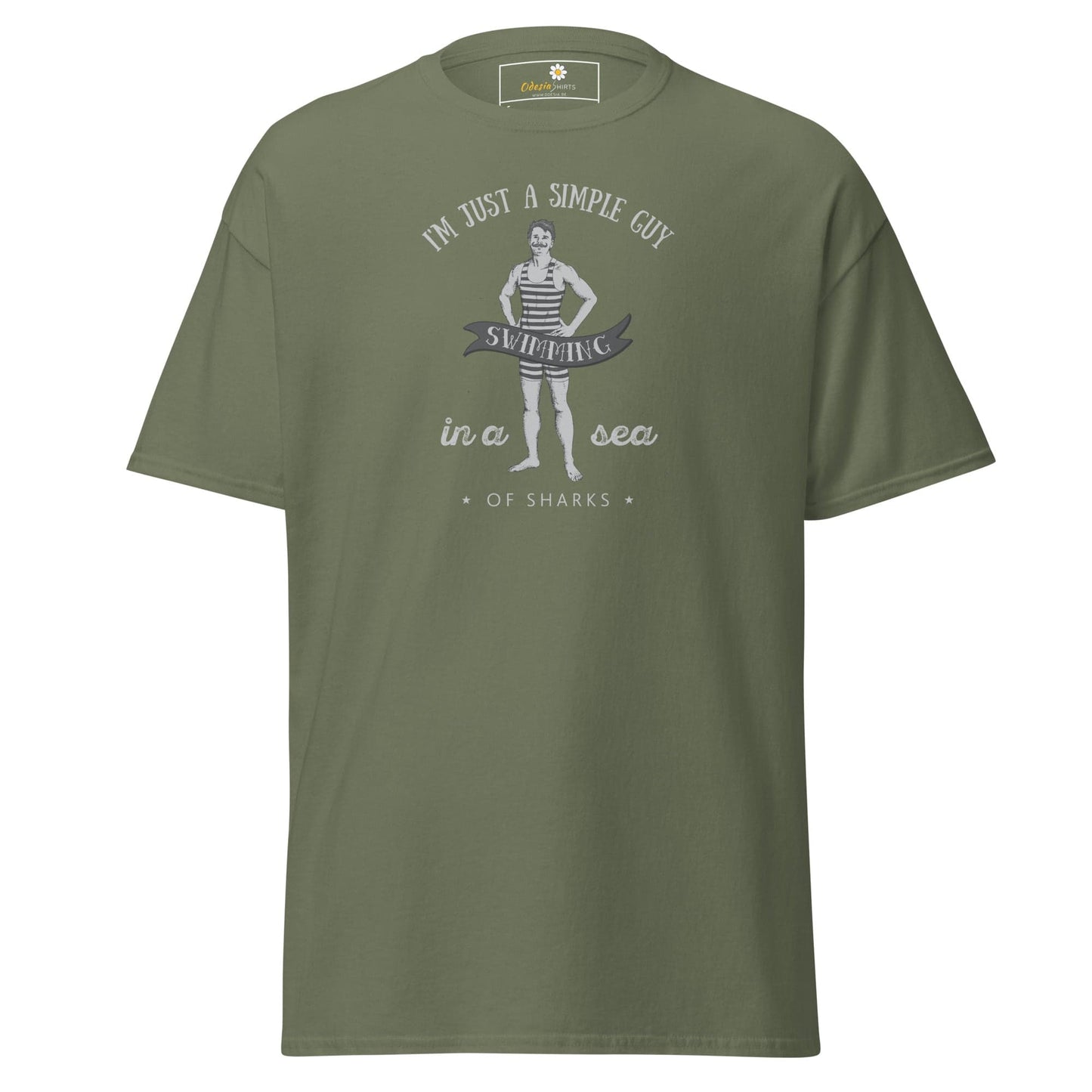 Unisex classic t-shirt - FUN SIMPLE GUY SEA SHARKS - REGULAR - Military Green / S