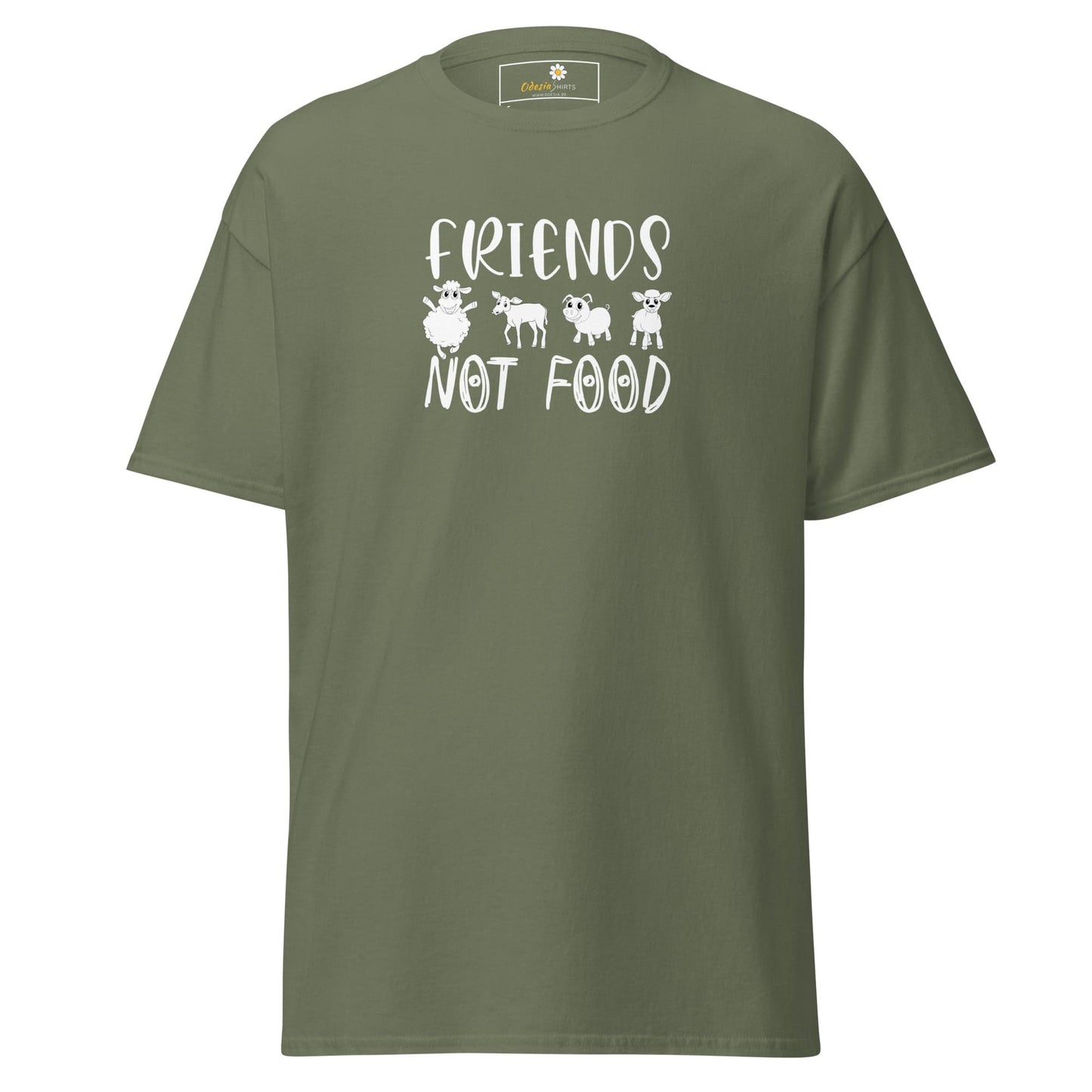 Unisex classic t-shirt - VEGAN ANIMALS FRIENDS NOT FOOD - REGULAR - Military Green / S