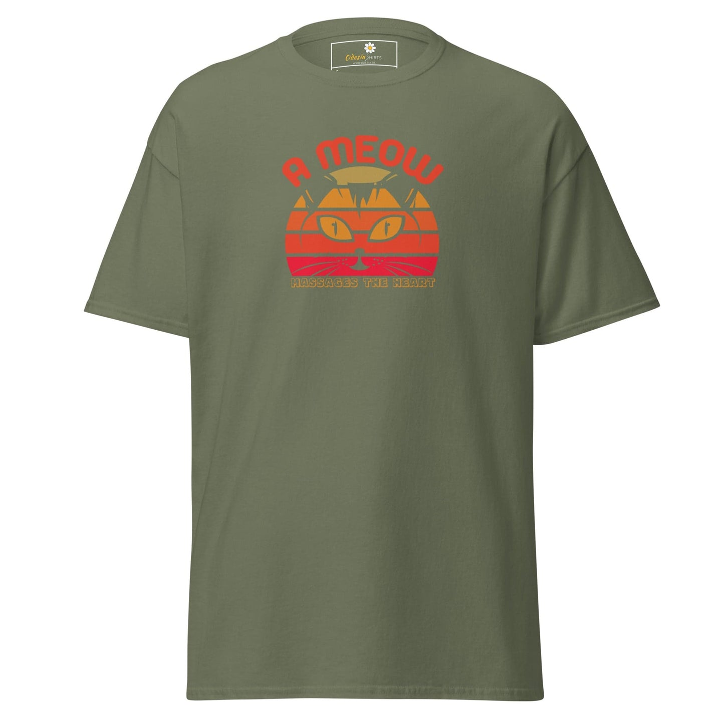 Unisex classic t-shirt - ANIMALS A CAT MASSAGES HEART - REGULAR - Military Green / S