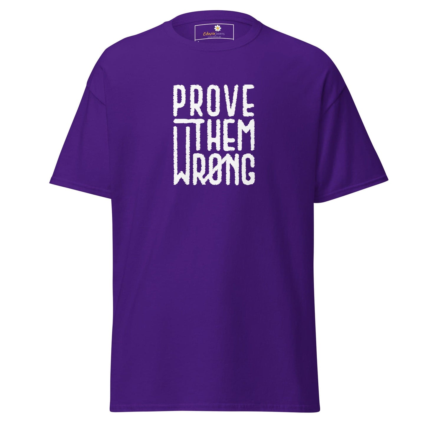 Purple T-shirt with white text displayed in T-SHIRT DESIGN TEE MAN WOMAN S-XL