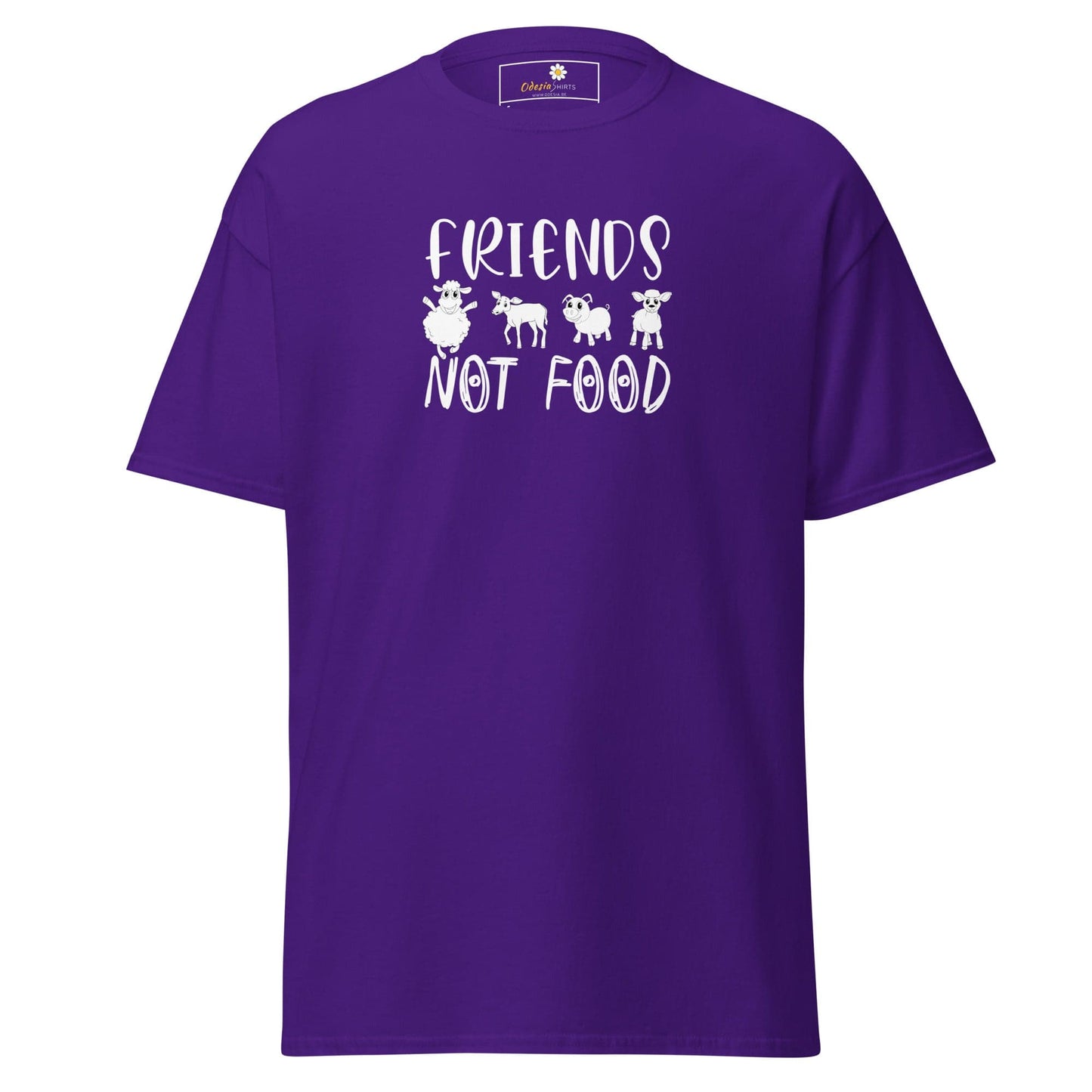 Unisex classic t-shirt - VEGAN ANIMALS FRIENDS NOT FOOD - REGULAR - Purple / S