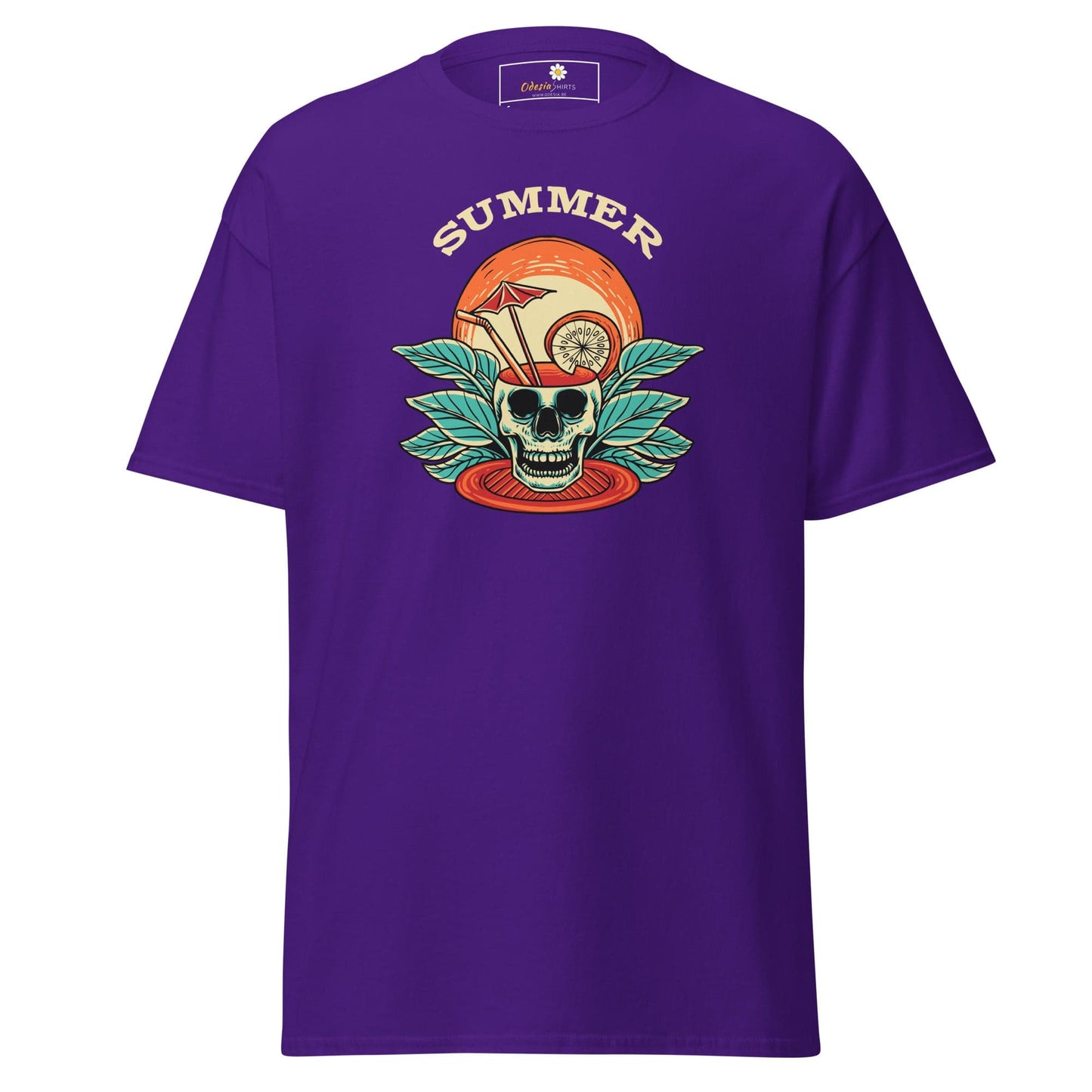 Unisex classic t-shirt - SKULL SUMMER DRINK - REGULAR - Purple / S