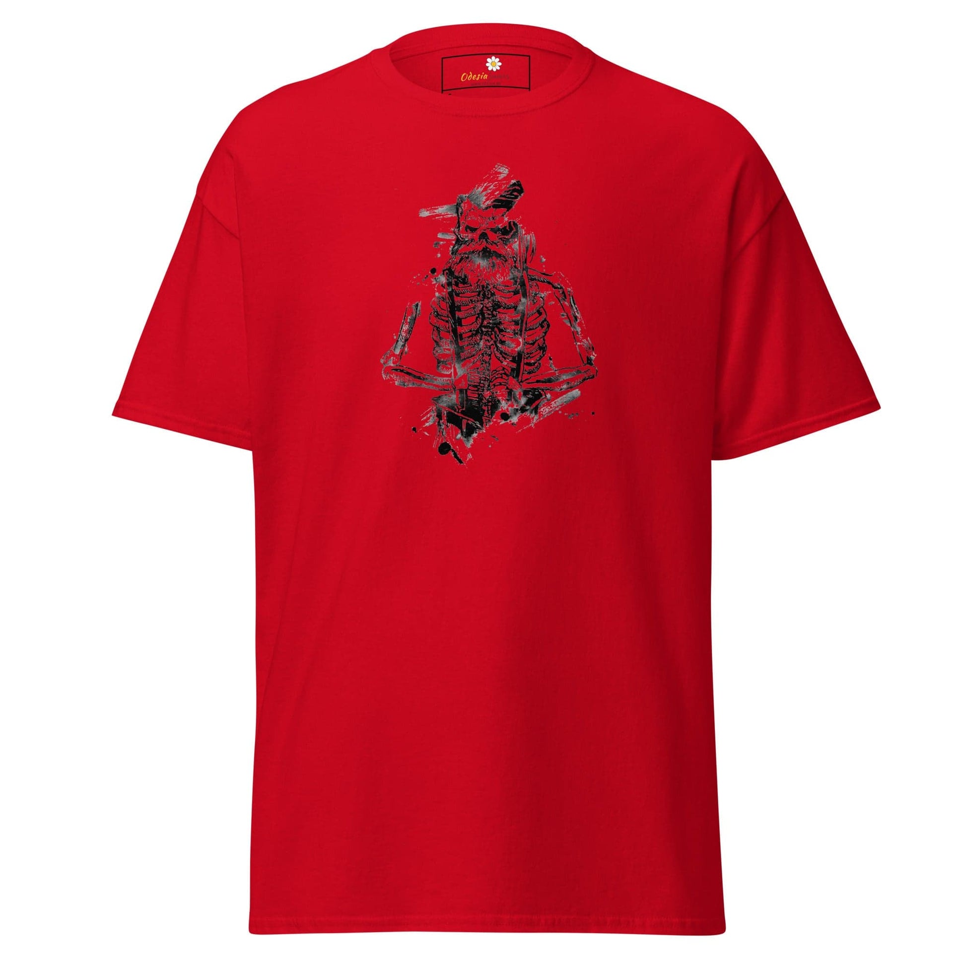 Unisex classic t-shirt - SKULL OLD GUY - REGULAR - Red / S