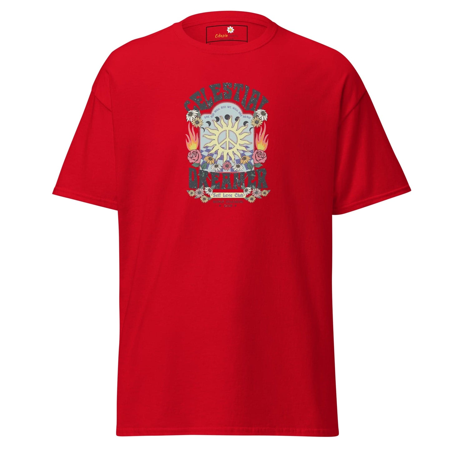 Unisex classic t-shirt - NATURE CELESTIAL FLOWERS - REGULAR - Red / S