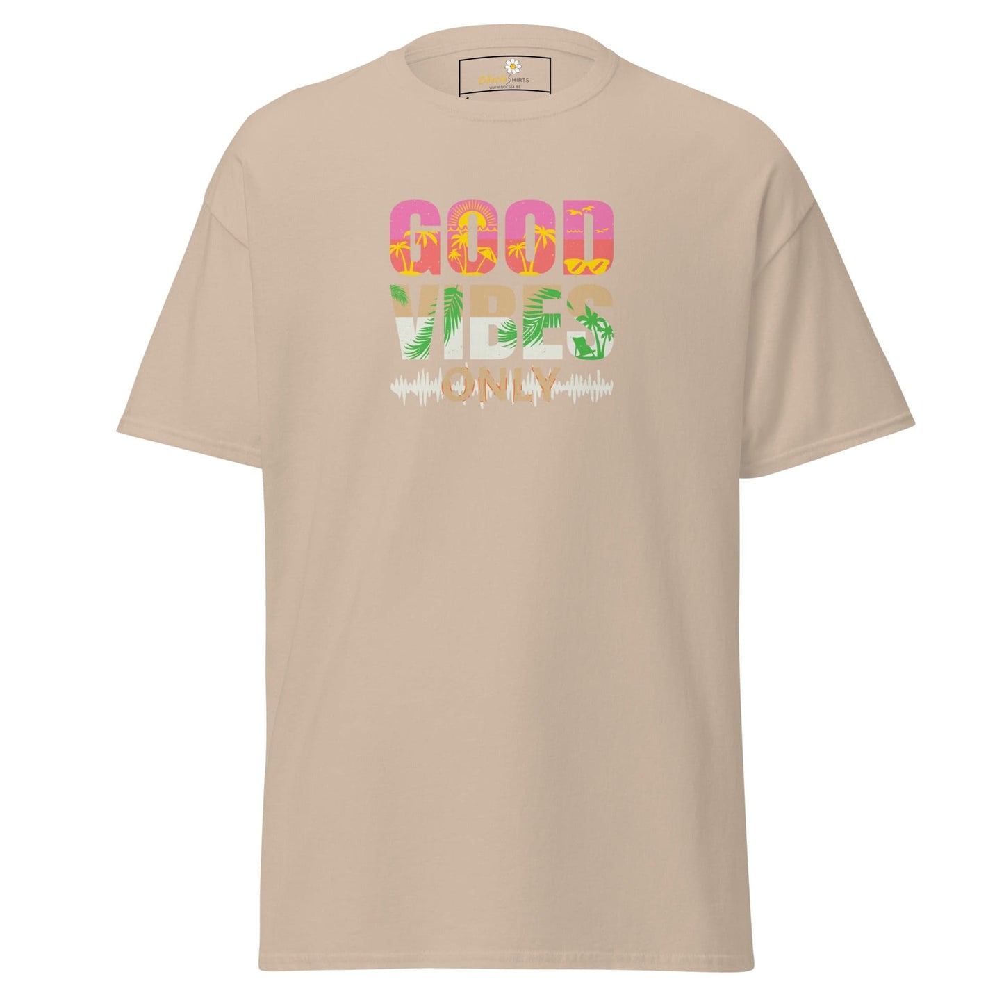 Unisex classic t-shirt - TEXT POSITIVE GOOD VIBES ONLY - REGULAR - Sand / S