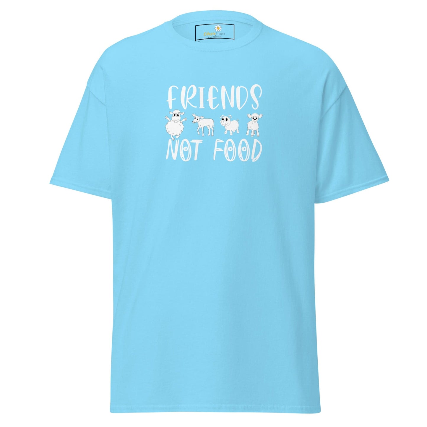 Unisex classic t-shirt - VEGAN ANIMALS FRIENDS NOT FOOD - REGULAR - Sky / S