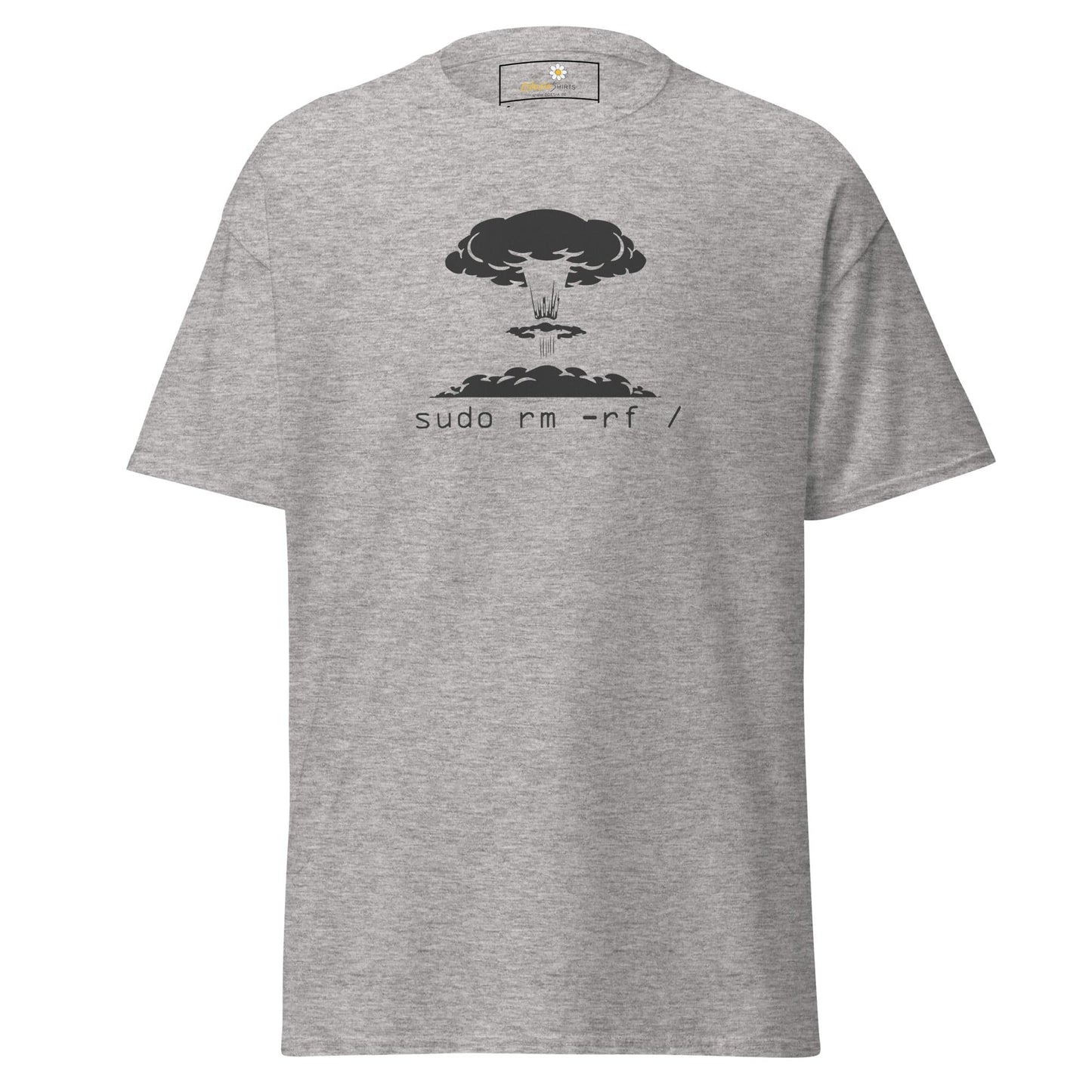 Gray T-shirt with nuclear explosion graphic, suitable for Men and Women S to XL
