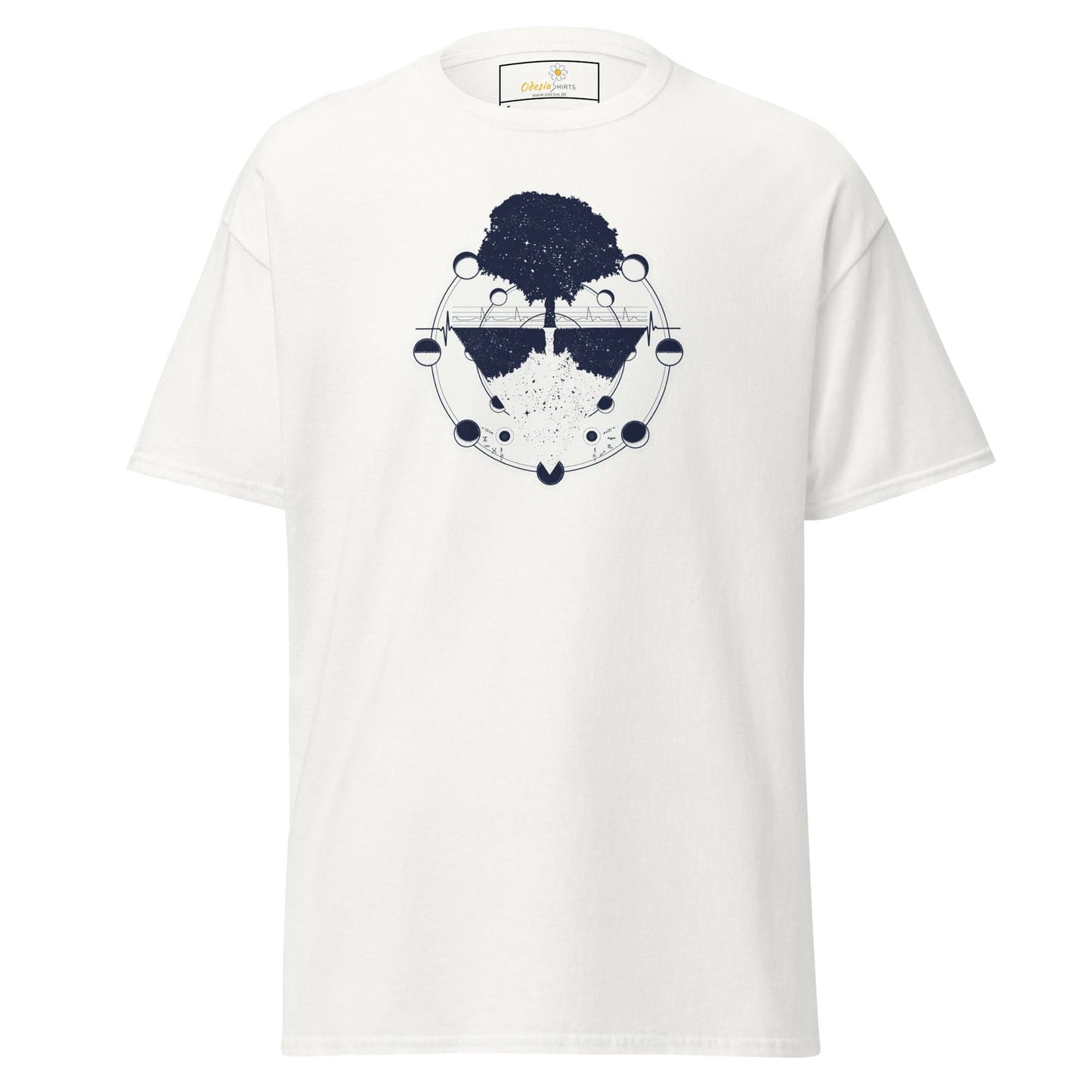 White T-shirt featuring a tree graphic from the T-SHIRT DESIGN TEE collection for men and women