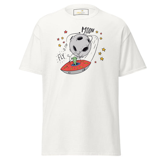 Unisex classic t-shirt - SPACE ALIEN MOON - REGULAR - White / S