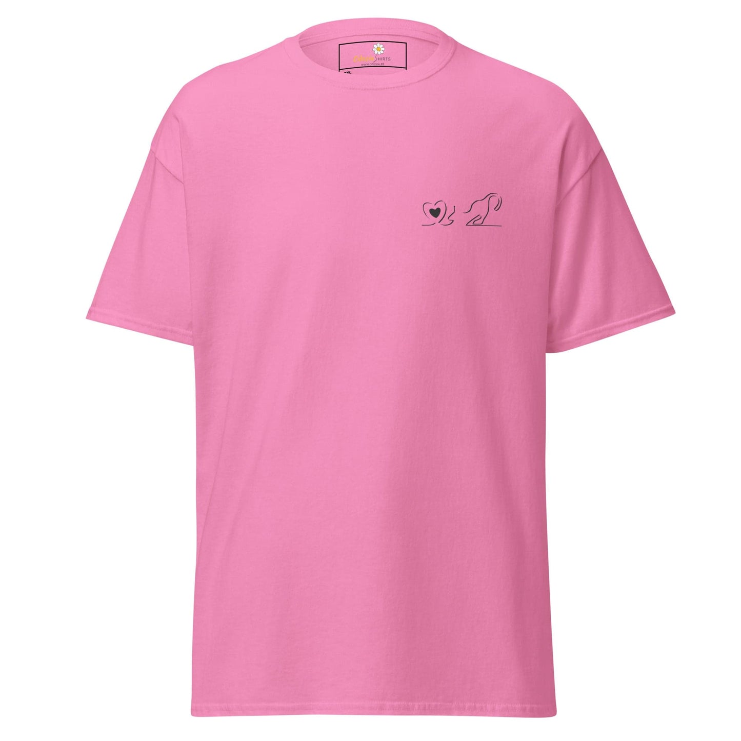 Pink T-shire with heart and dog design for Men and Women in 2XL to 5XL sizes