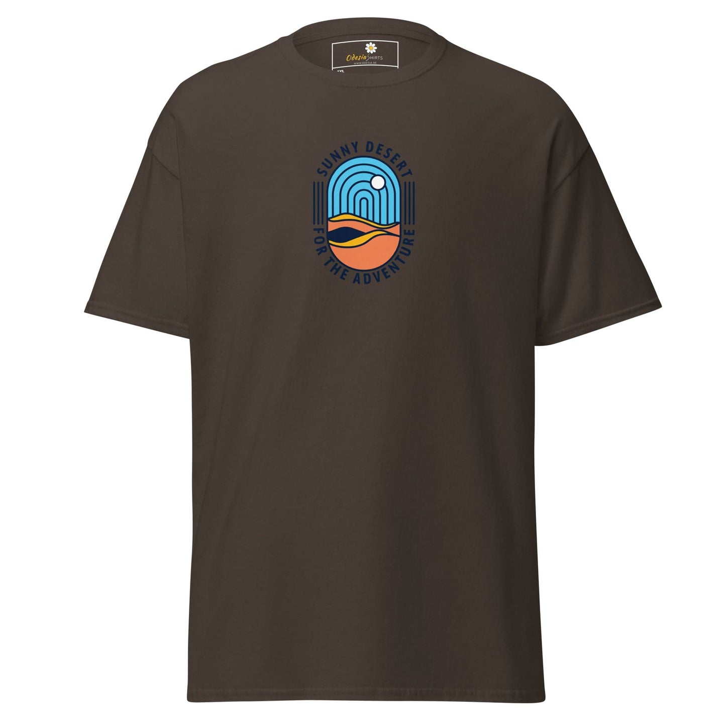 Brown T-shirt with desert graphic for men and women in 2XL to 5XL sizes