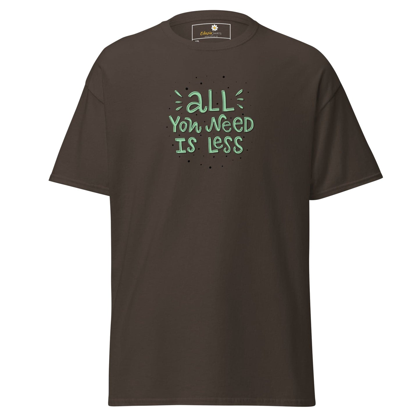 Brown T-shirt with green lettering from T-SHIRT DESIGN TEE for Men and Women in 2XL to 5XL