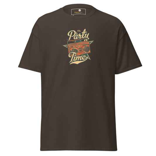 Brown T-shirt with boombox graphic for men and women in size 2XL to 5XL