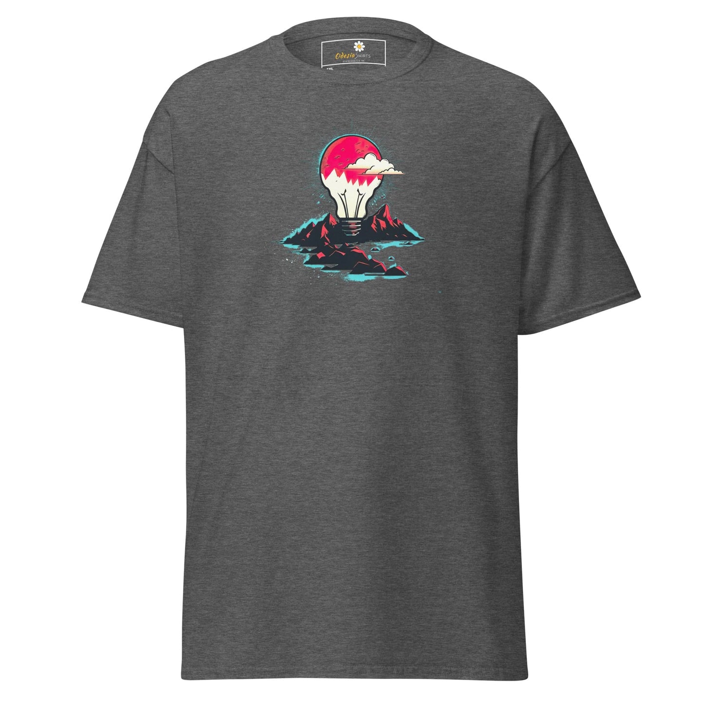 Gray T-shirt with lightbulb design from T-SHIRT DESIGN TEE for Men and Women in 2XL-5XL