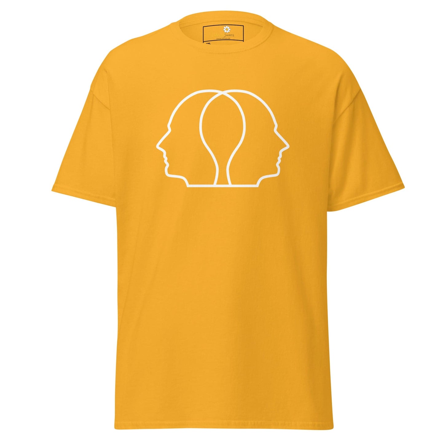 Yellow T-shirt for Men and Women with white head outline design in 2XL to 5XL sizes
