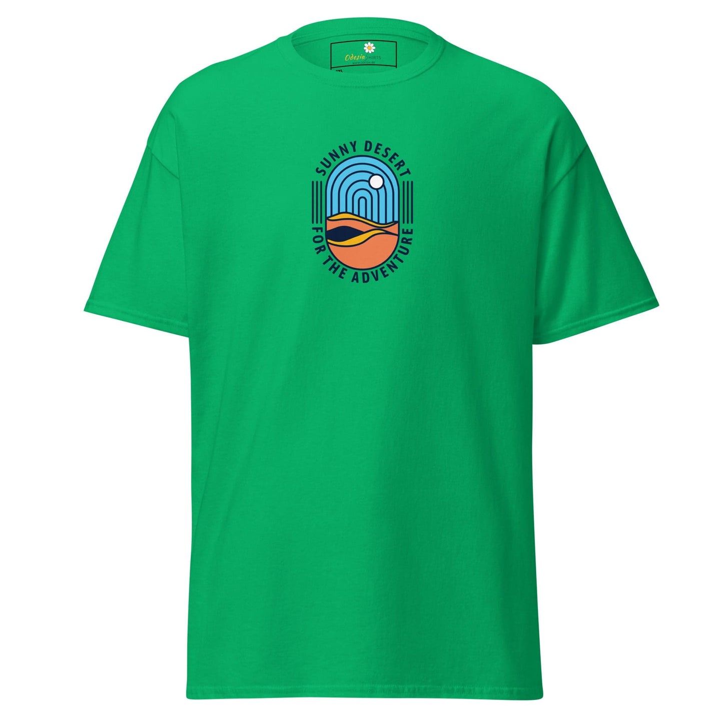 Green T-shirt with desert graphic for MEN and WOMEN in 2XL to 5XL sizes