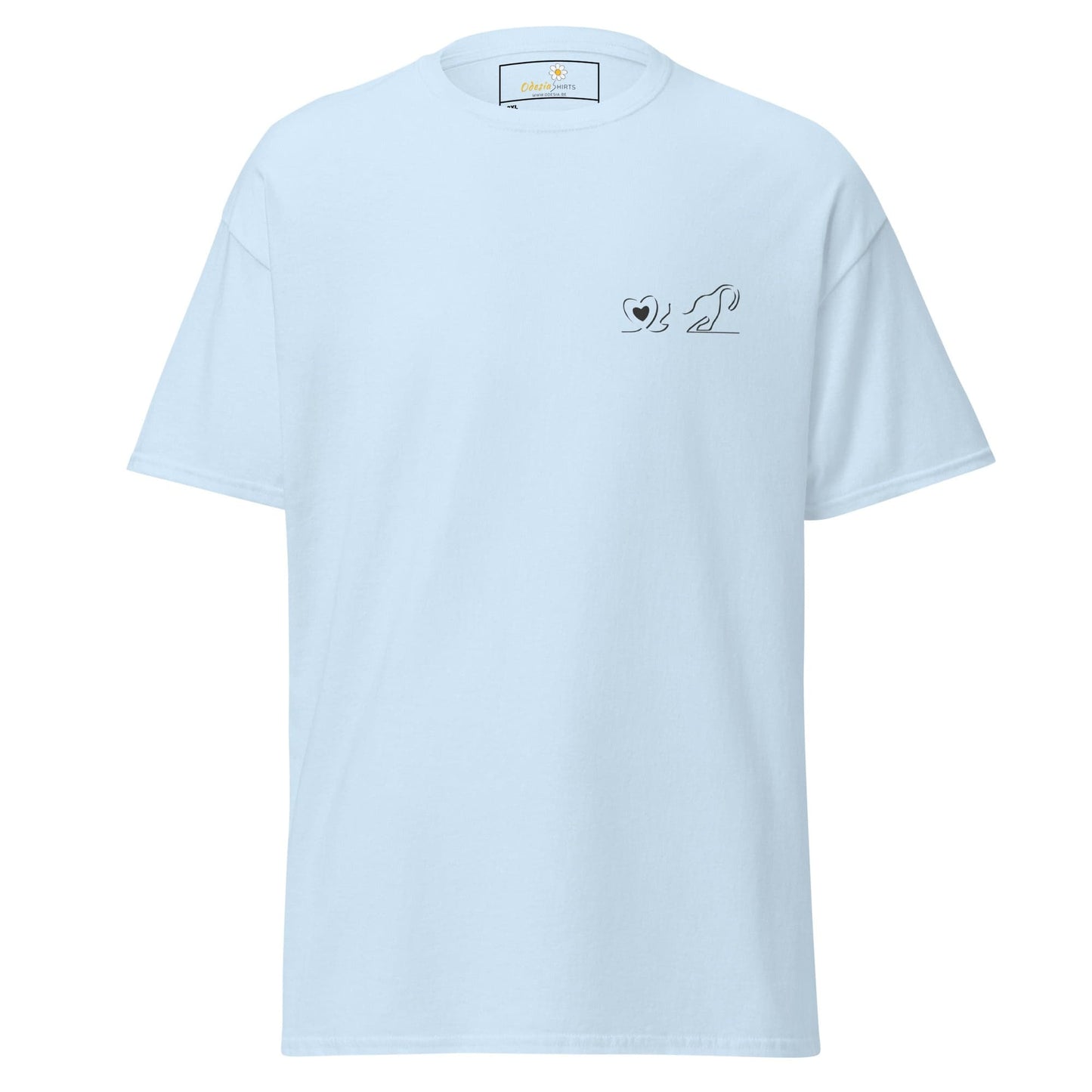 Light blue graphic T-shirt for men and women in sizes 2XL to 5XL