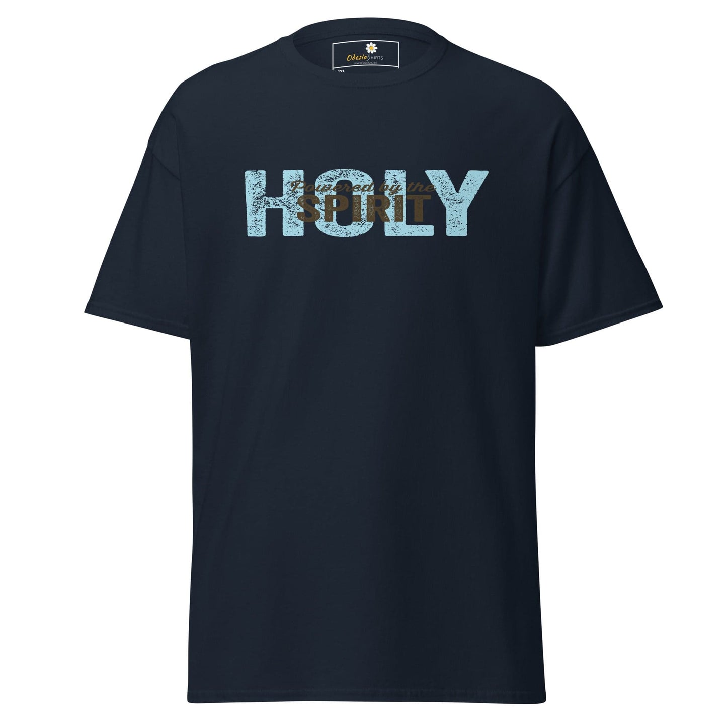 Navy blue T-shirt with Holy Spirit text for men and women in 2XL to 5XL sizes