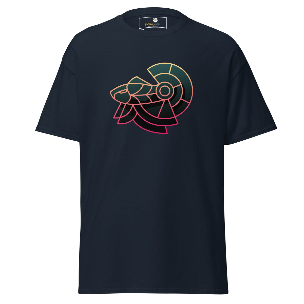 Navy blue T-shirt with stylized ram design for Men and Women in 2XL to 5XL