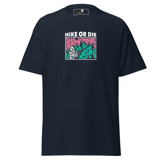 Navy blue t-shirt with graphic.
