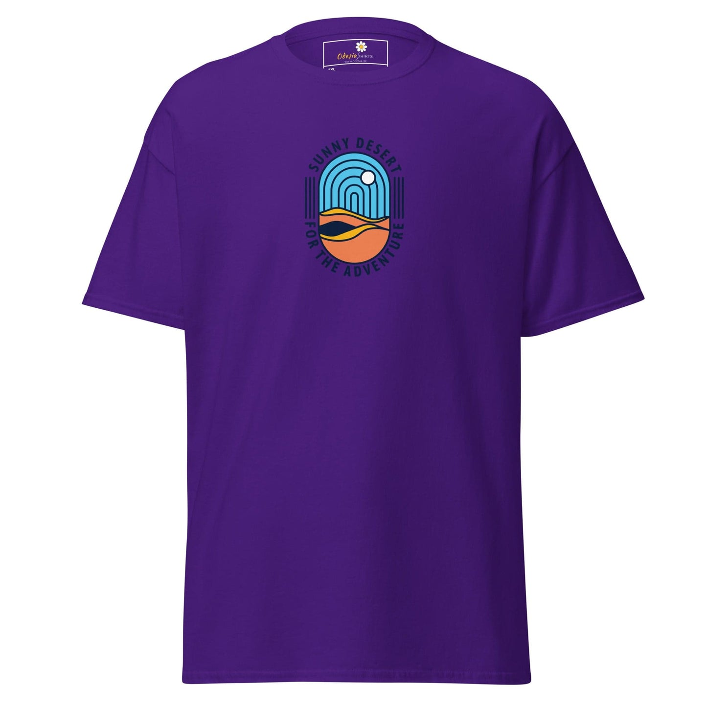 Purple T-shirt with desert graphic for men and women in 2XL to 5XL sizes