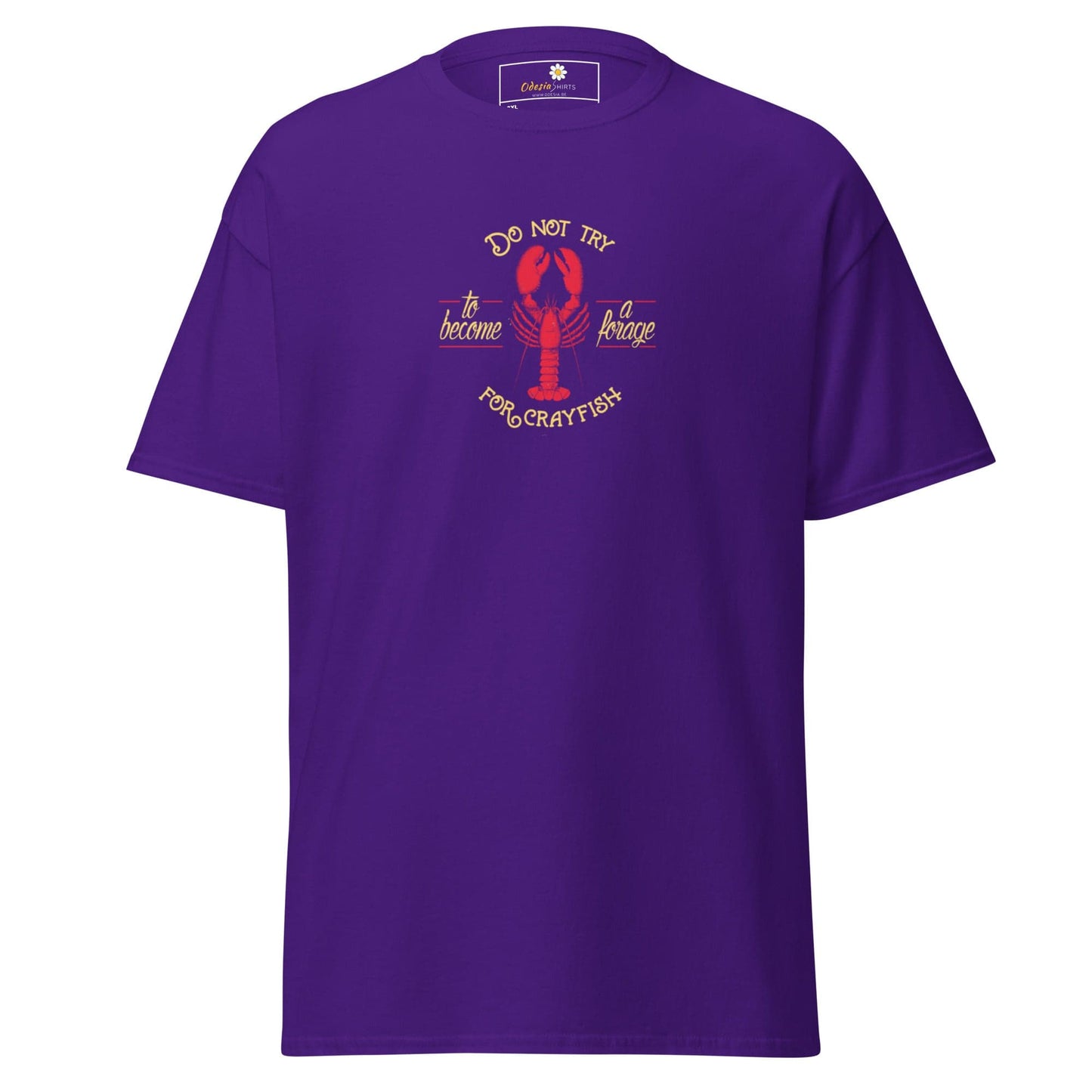 Purple T-shirt with lobster graphic for men and women in 2XL to 5XL sizes