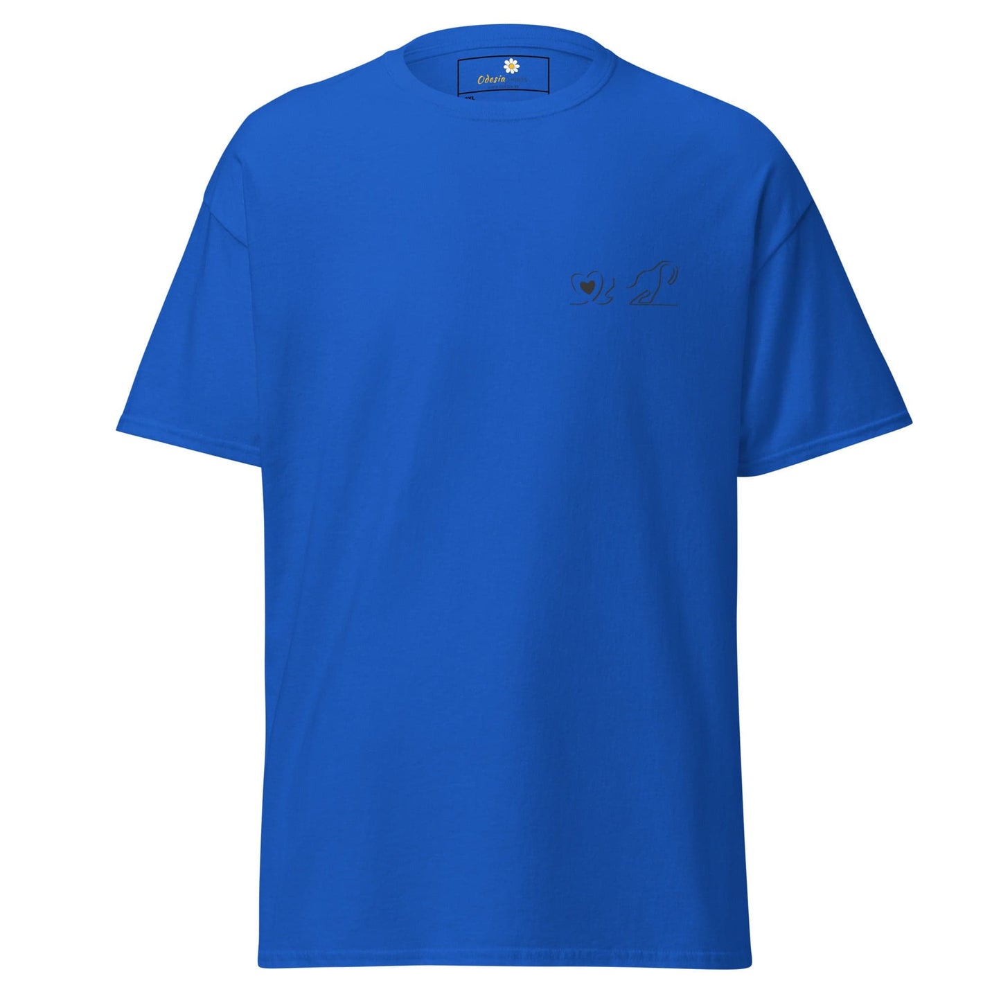 Blue short-sleeved T-shirt displayed in T-SHIRT DESIGN TEE for MEN and WOMEN in 2XL to 5XL sizes