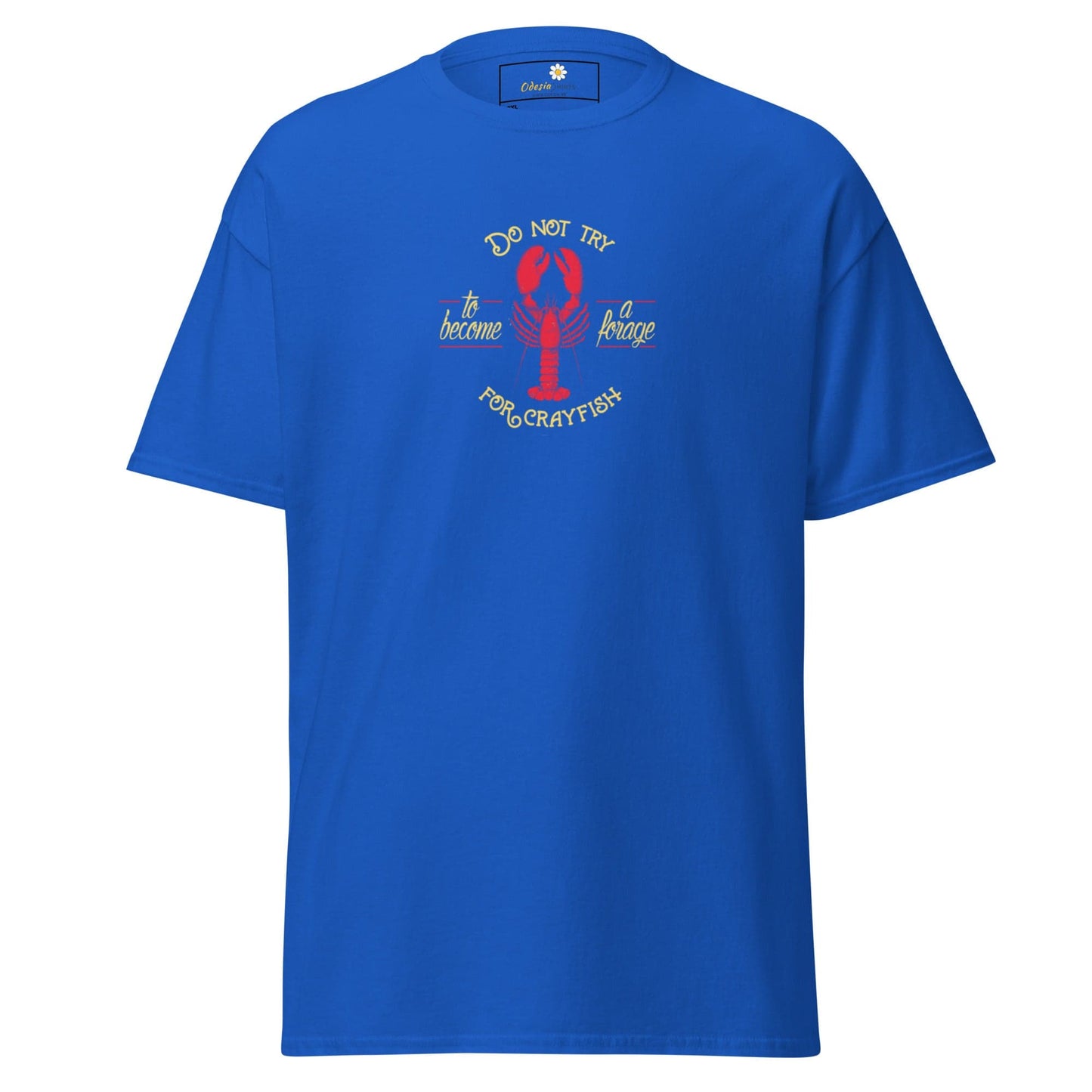 Blue T-Shirt with Crayfish Design for Men and Women in Sizes 2XL to 5XL